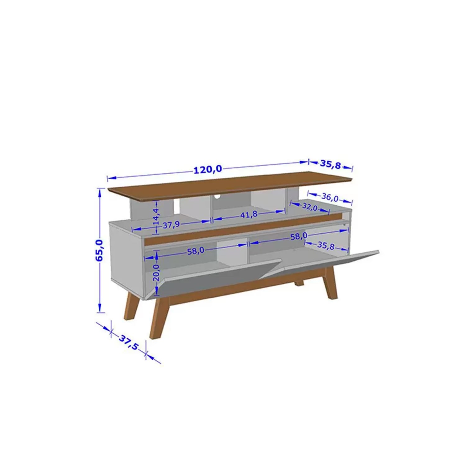 RACK TV HOGA RUBÍ 1.2 MDP CANELA 50' BLANCO INVIERNO - 3