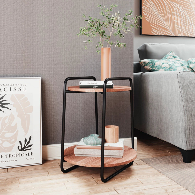 MESA HOGA MILAN APOYO 60X54 CASTAÑO NEGRO METAL - 2