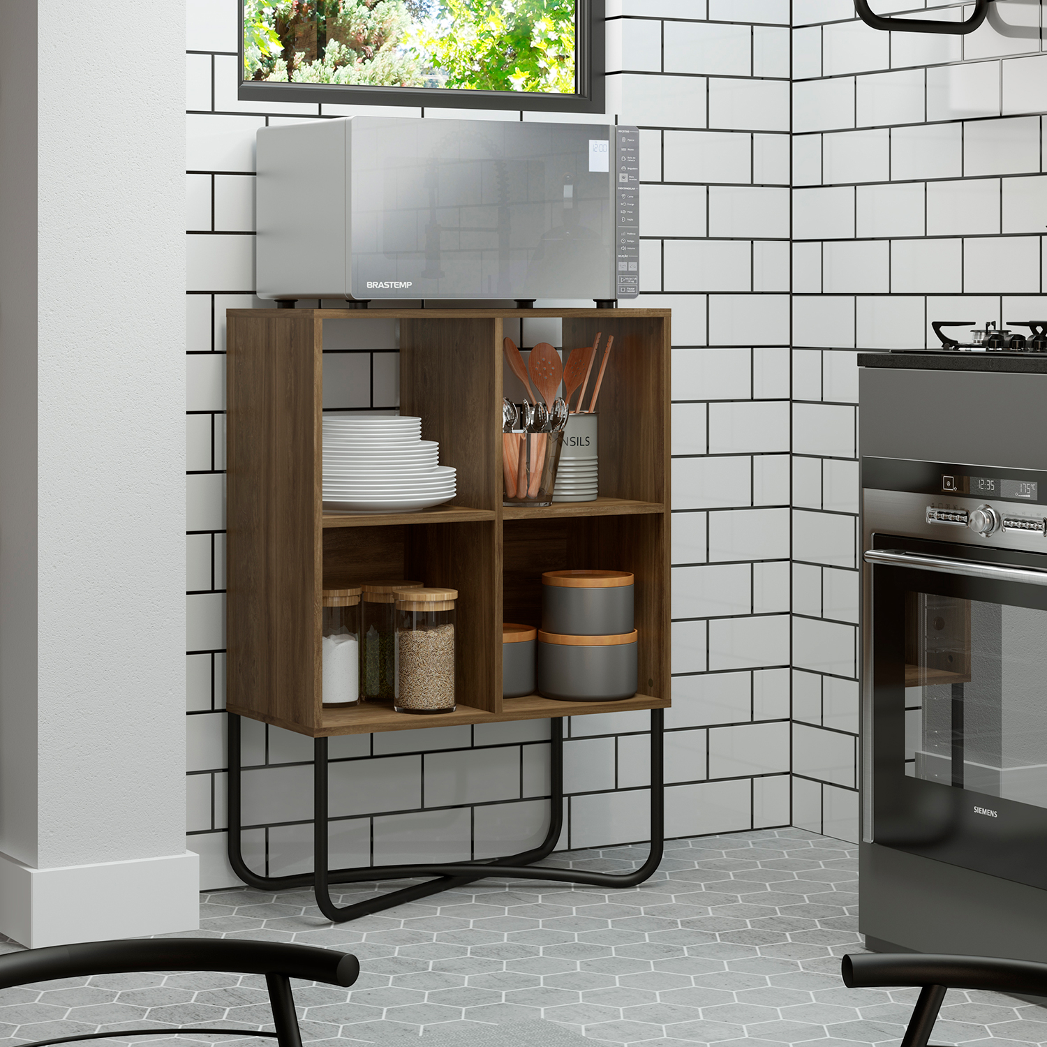 ESTANTE 2 NIVELES CONNECT LEGNO NEGRO MATE - 2