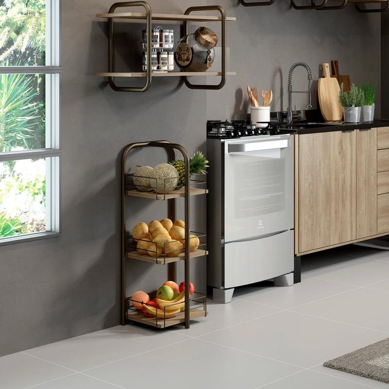 MUEBLE ORGANIZADOR 3 NIVELES CONNECT NOCE ORO ENVEJECIDO - 2