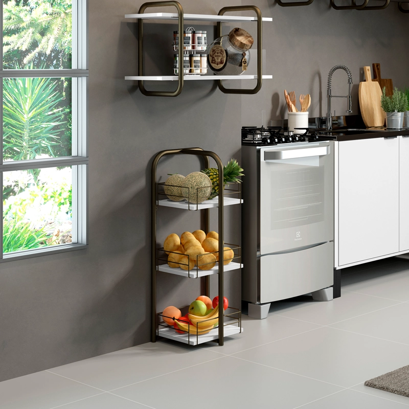 MUEBLE ORGANIZADOR 3 NIVELES CONNECT BLANCO ORO ENVEJECIDO - 2