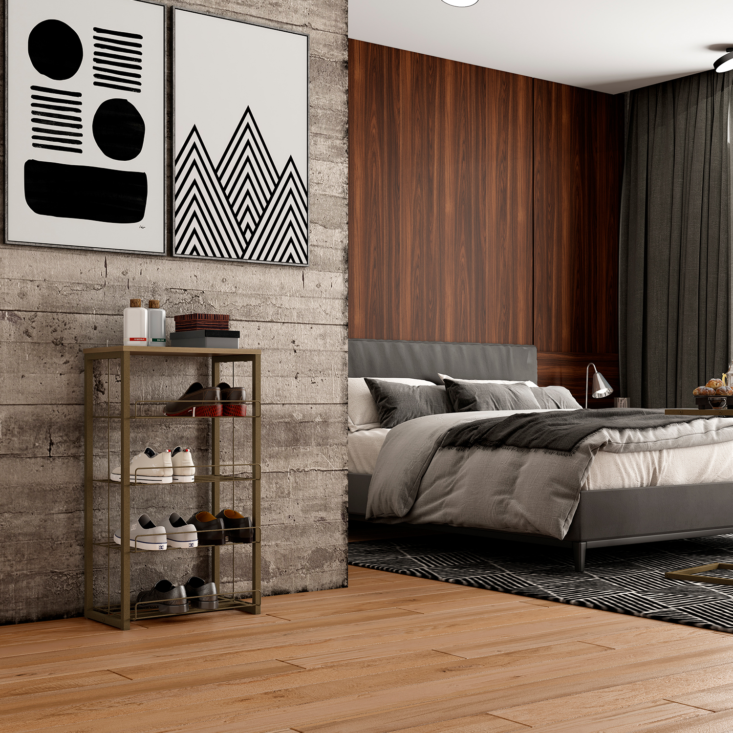 ESTANTE MULTIUSO HOME DESIGN NOCE ORO ENVEJECIDO - 2