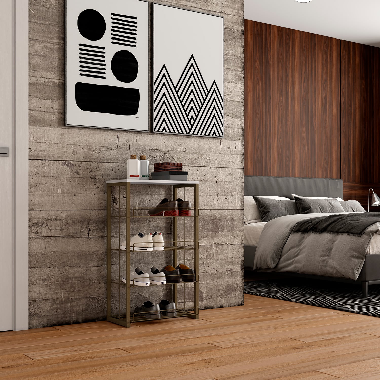ESTANTE MULTIUSO HOME DESIGN BLANCO ORO ENVEJECIDO - 2