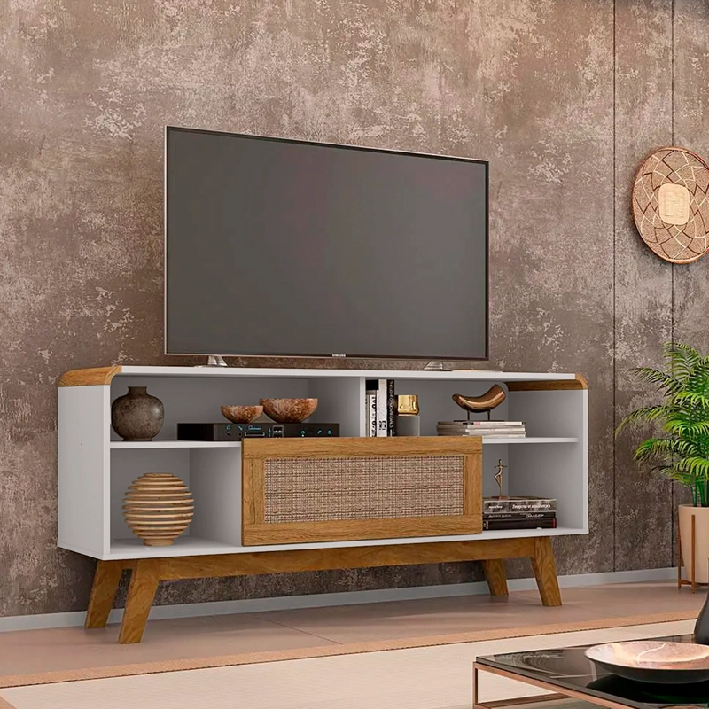 RACK TV HOGA LAZULI MDP BLANCO INVIERNO 55' RATTAN - 2