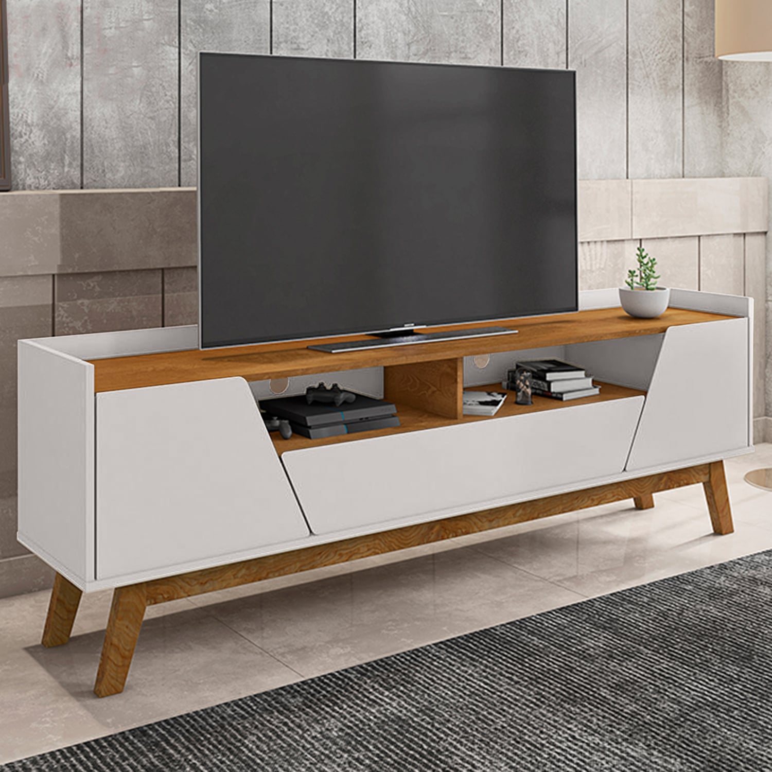 RACK TV HOGA FLORENCIA MDP BLANCO INVIERNO 70' NATURAL - 2