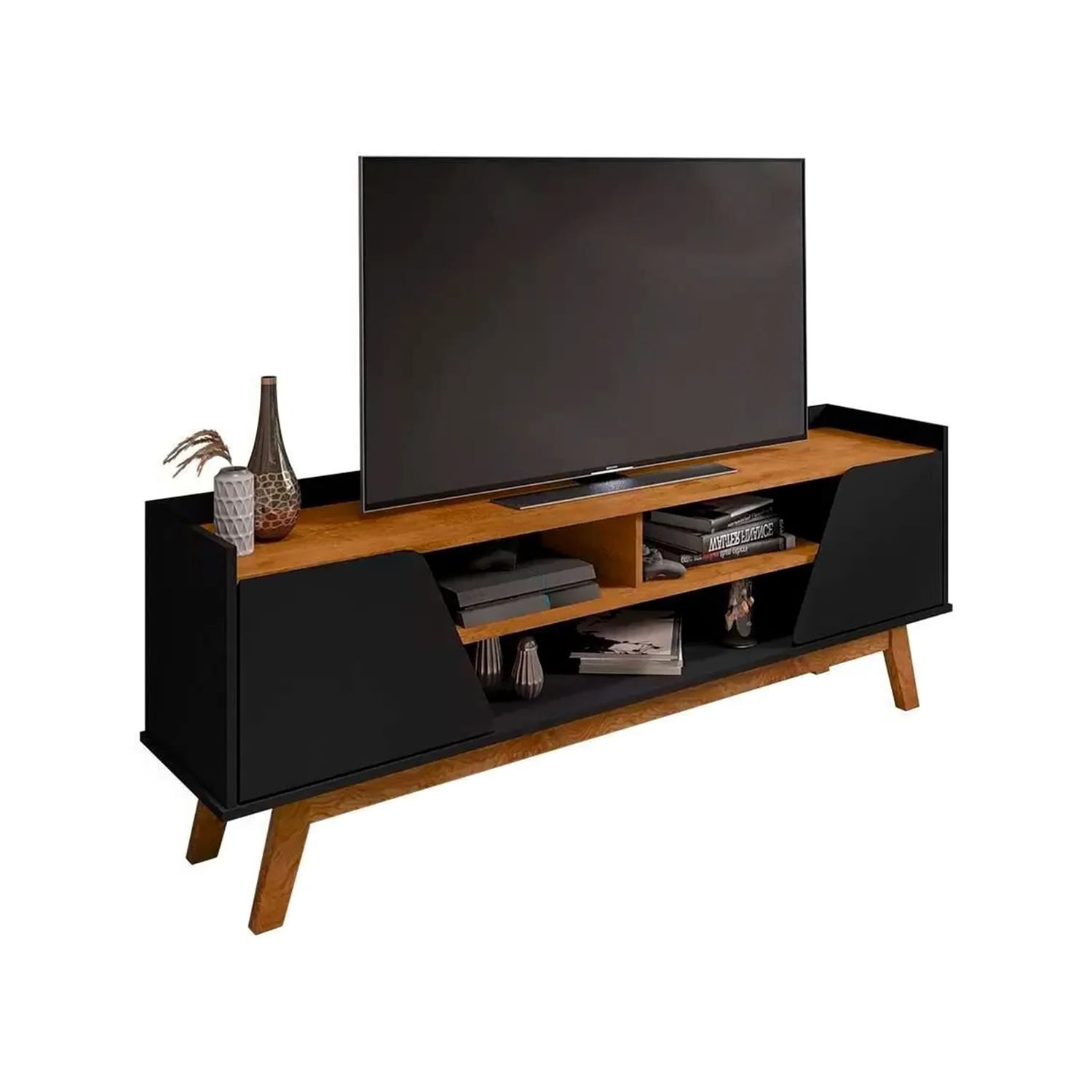 RACK TV HOGA TURIM MDP GRIS 65' NEGRO NATURAL - 1