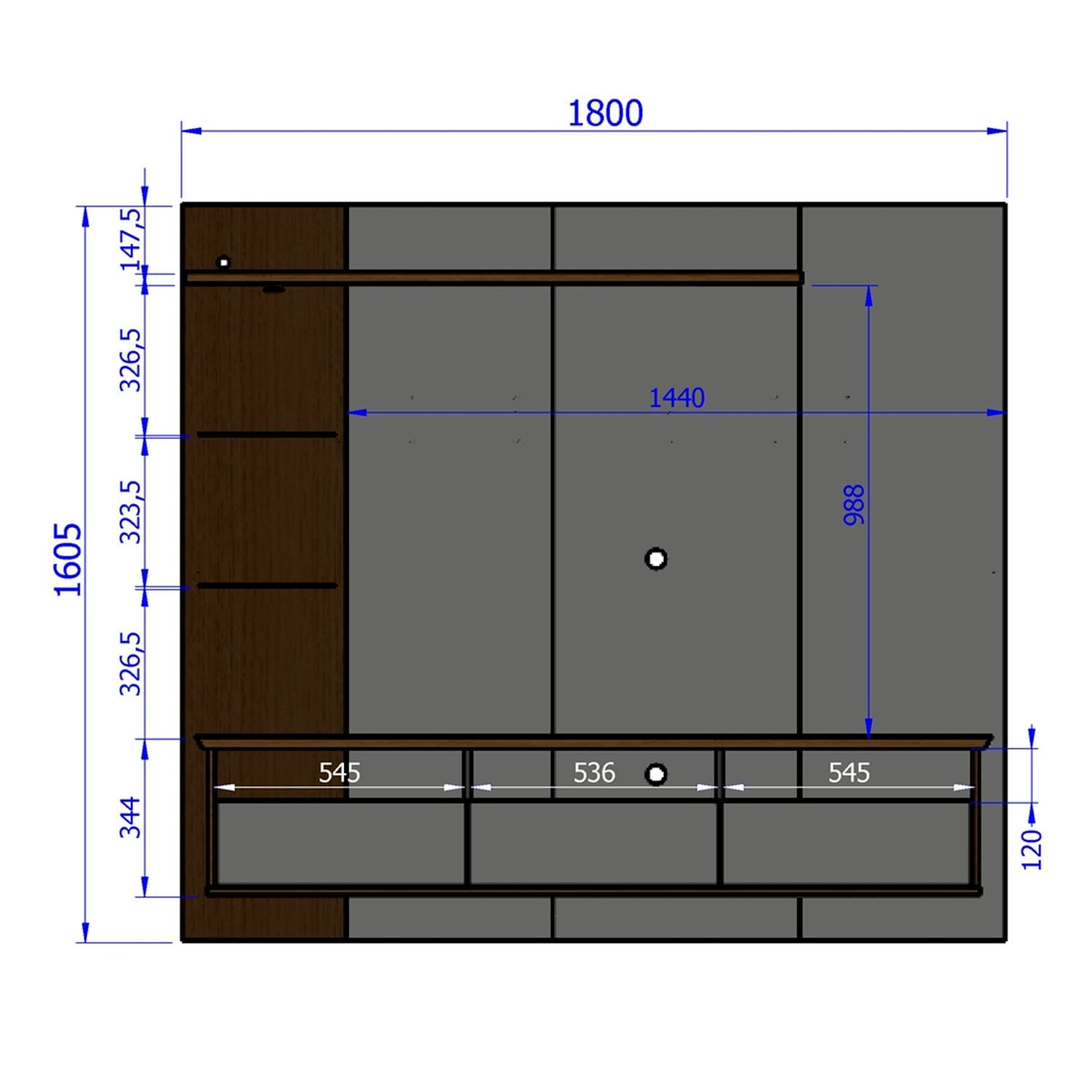 PANEL RACK HOGA TREND MDP CANELA TV 60' BLANCO INVIERNO RIPADO - 3
