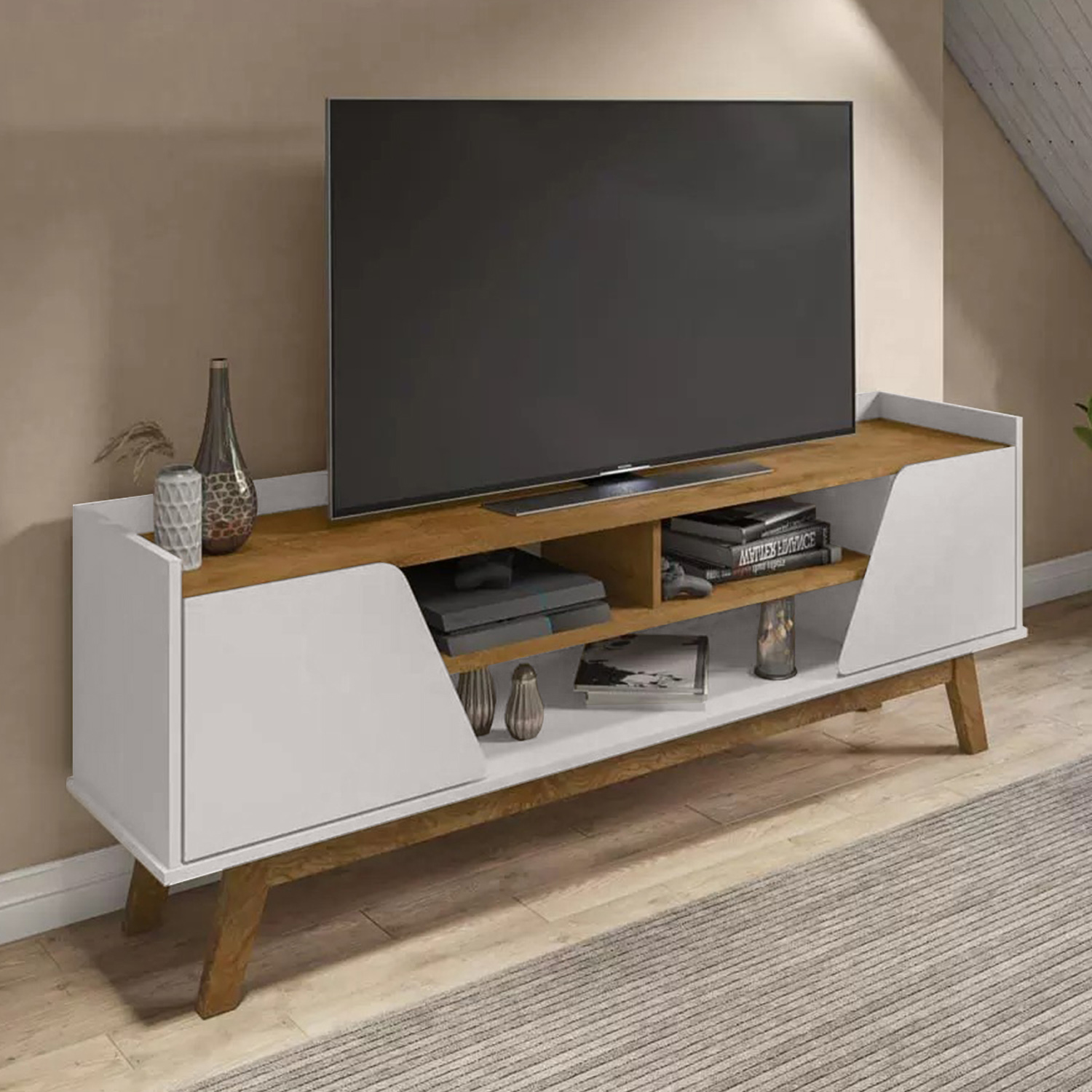 RACK TV TURIM 65 PULGADAS BLANCO INVIERNO NATURAL - 2