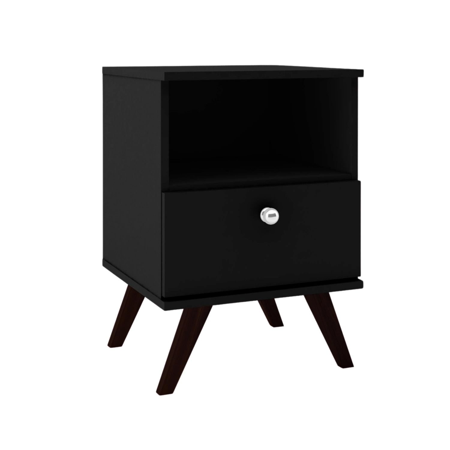 VELADOR 1 CAJÓN RETRO EN COLOR NEGRO - 1