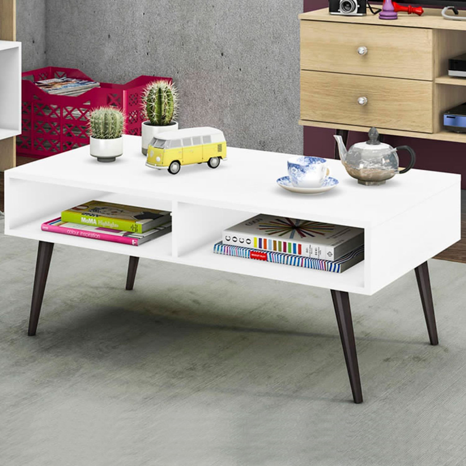 MESA DE CENTRO VINTAGE EN COLOR BLANCO - 2