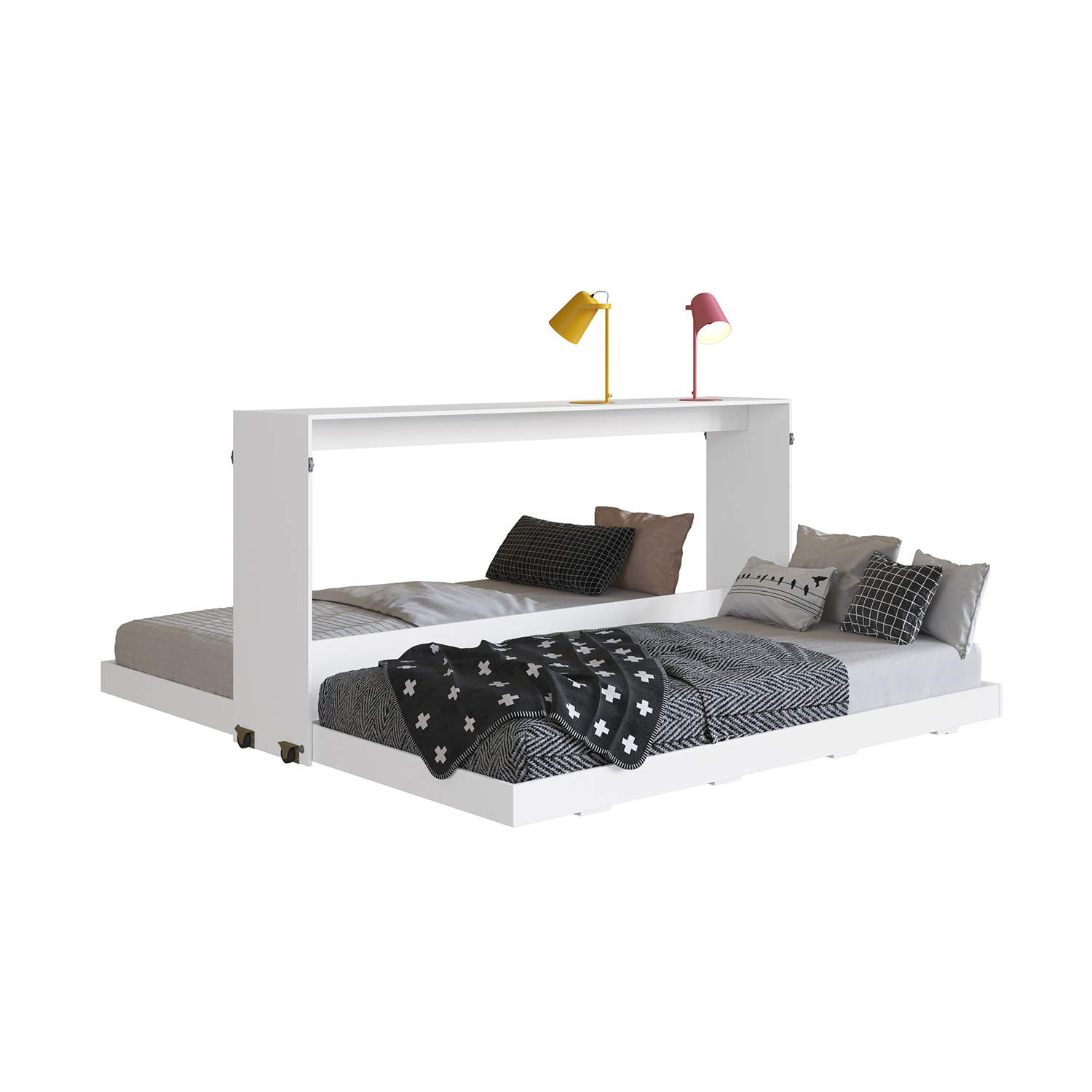 CAMA DOBLE PLEGABLE HORIZONTAL 1 PLAZA PHOENIX EN COLOR BLANCO - 1