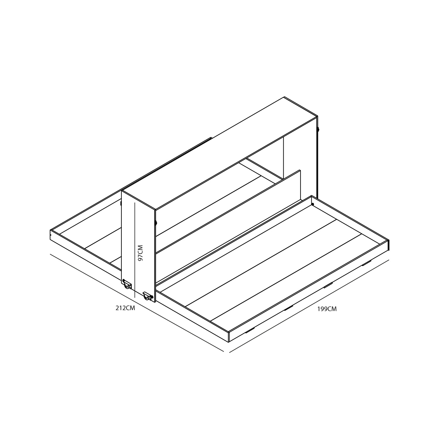 CAMA DOBLE PLEGABLE HORIZONTAL 1 PLAZA PHOENIX EN COLOR BLANCO - 3