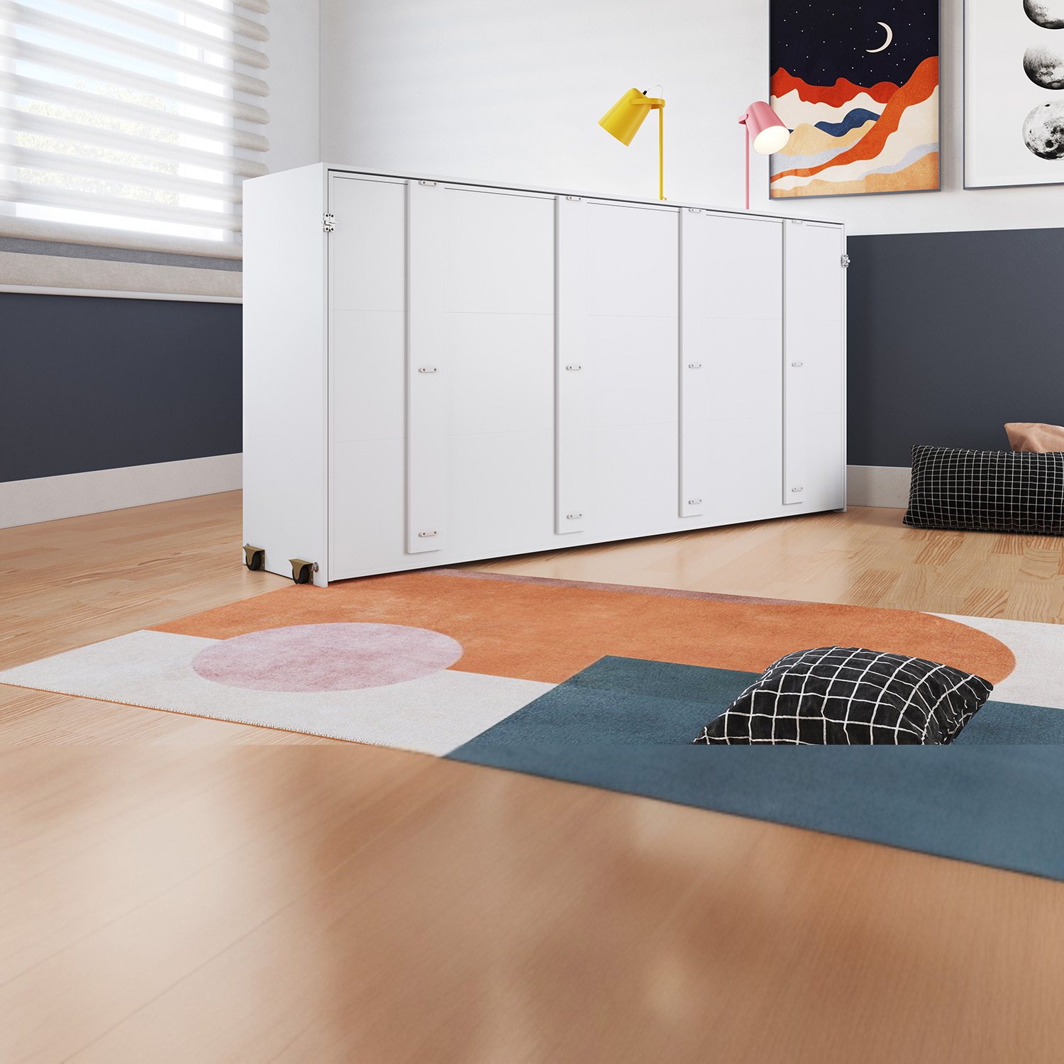 CAMA DOBLE PLEGABLE HORIZONTAL 1 PLAZA PHOENIX EN COLOR BLANCO - 4