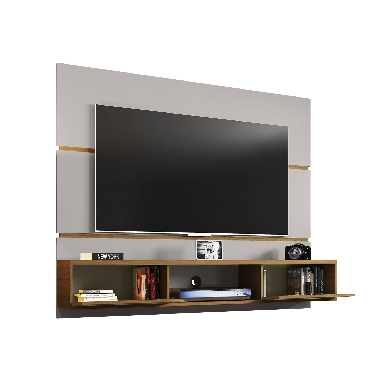 PANEL RACK HOGA AMBAR MDP BLANCO INVIERNO TV 65' CANELA - 4