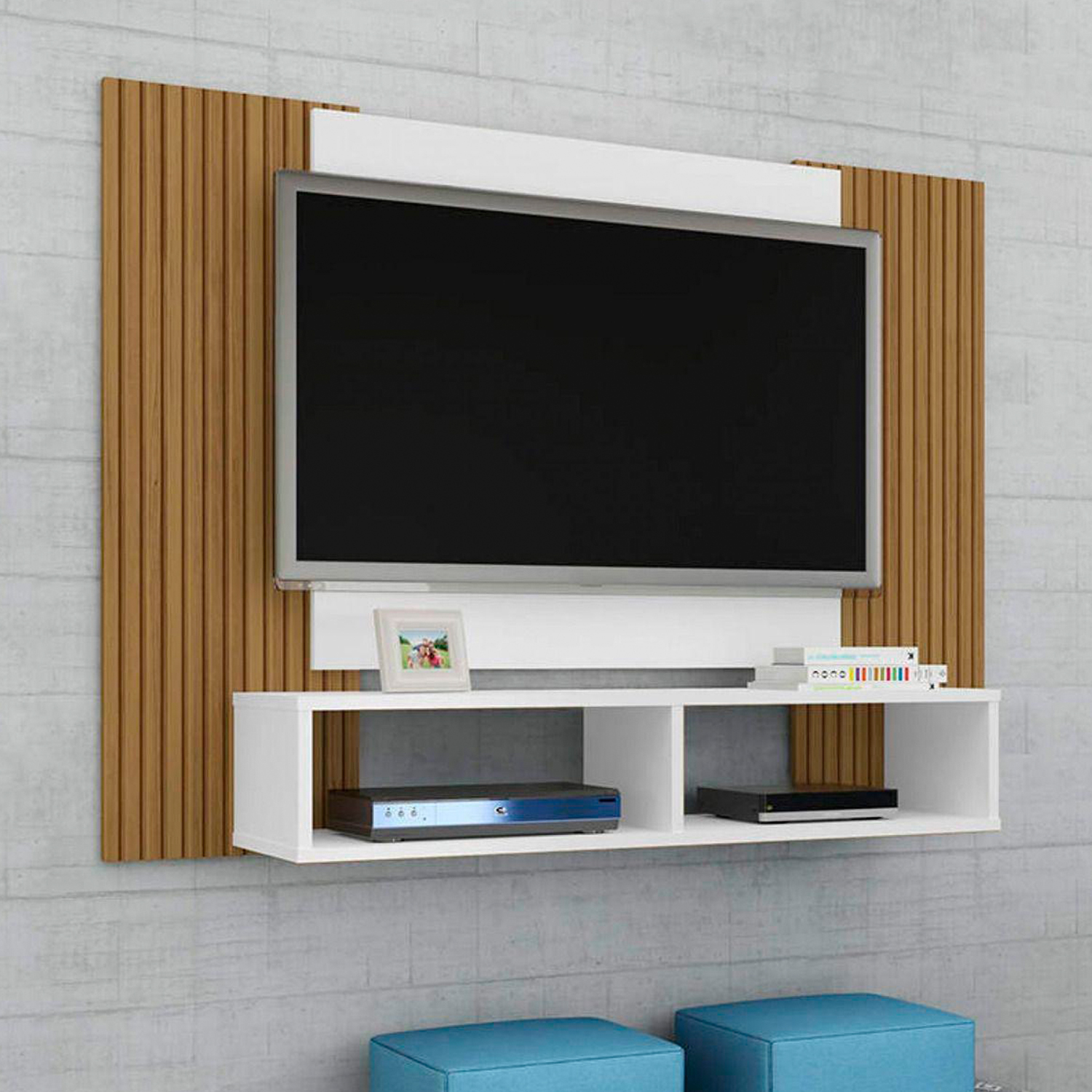 PANEL RACK HOGA NAVI MDP BLANCO TV 47' RIPADO - 2