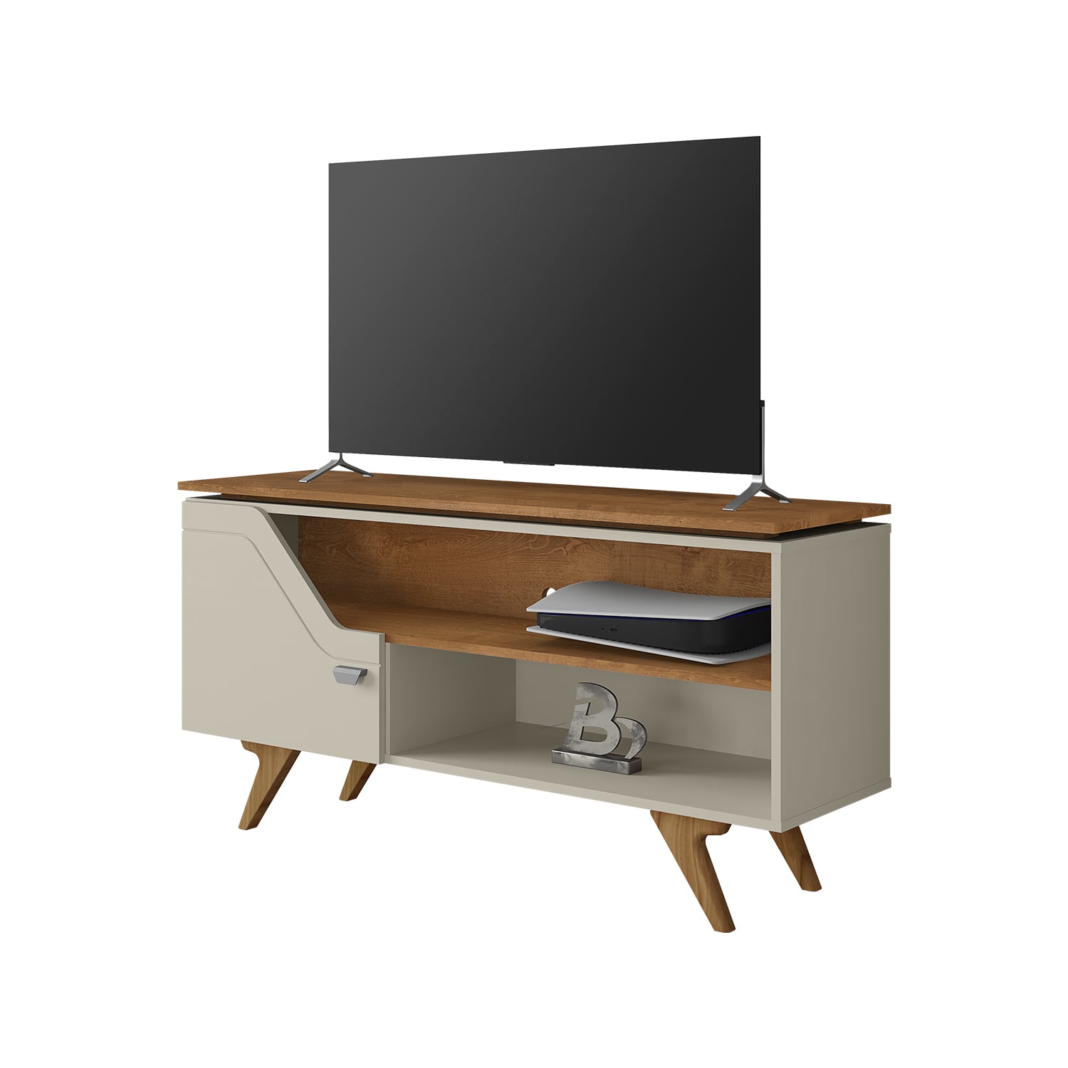 RACK TV 50' VALENCIA BLANCO INVIERNO NATURAL - 1