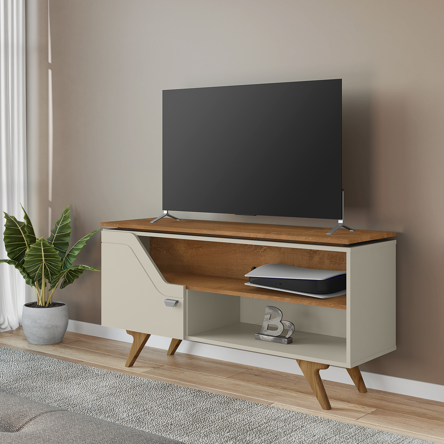 RACK TV 50' VALENCIA BLANCO INVIERNO NATURAL - 2