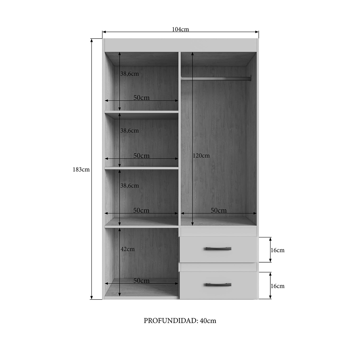 CLÓSET 4 PUERTAS 2 CAJONES DALLAS MULTIFLEX - 3