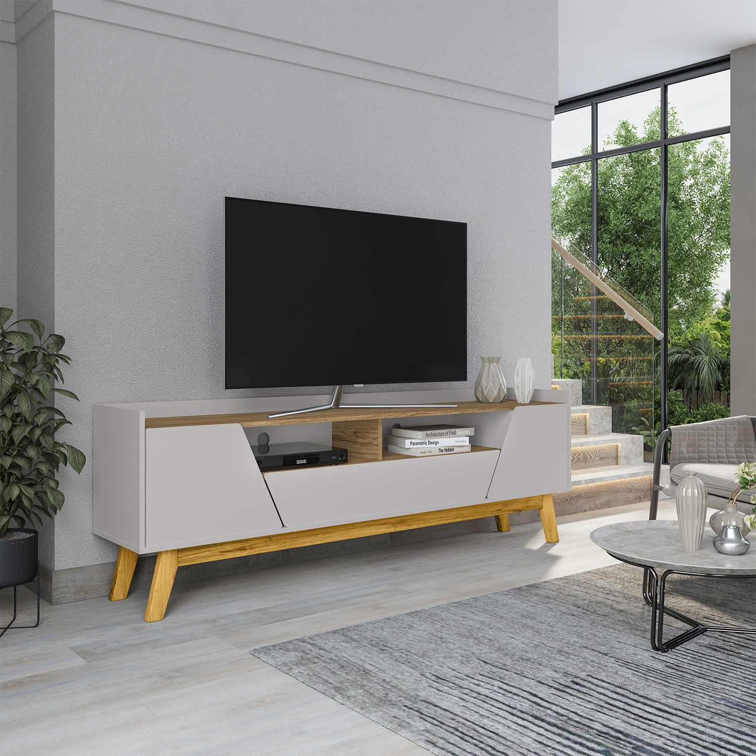 RACK TV 75' HOGA FLORENCIA BLANCO INVIERNO CANELA - 2