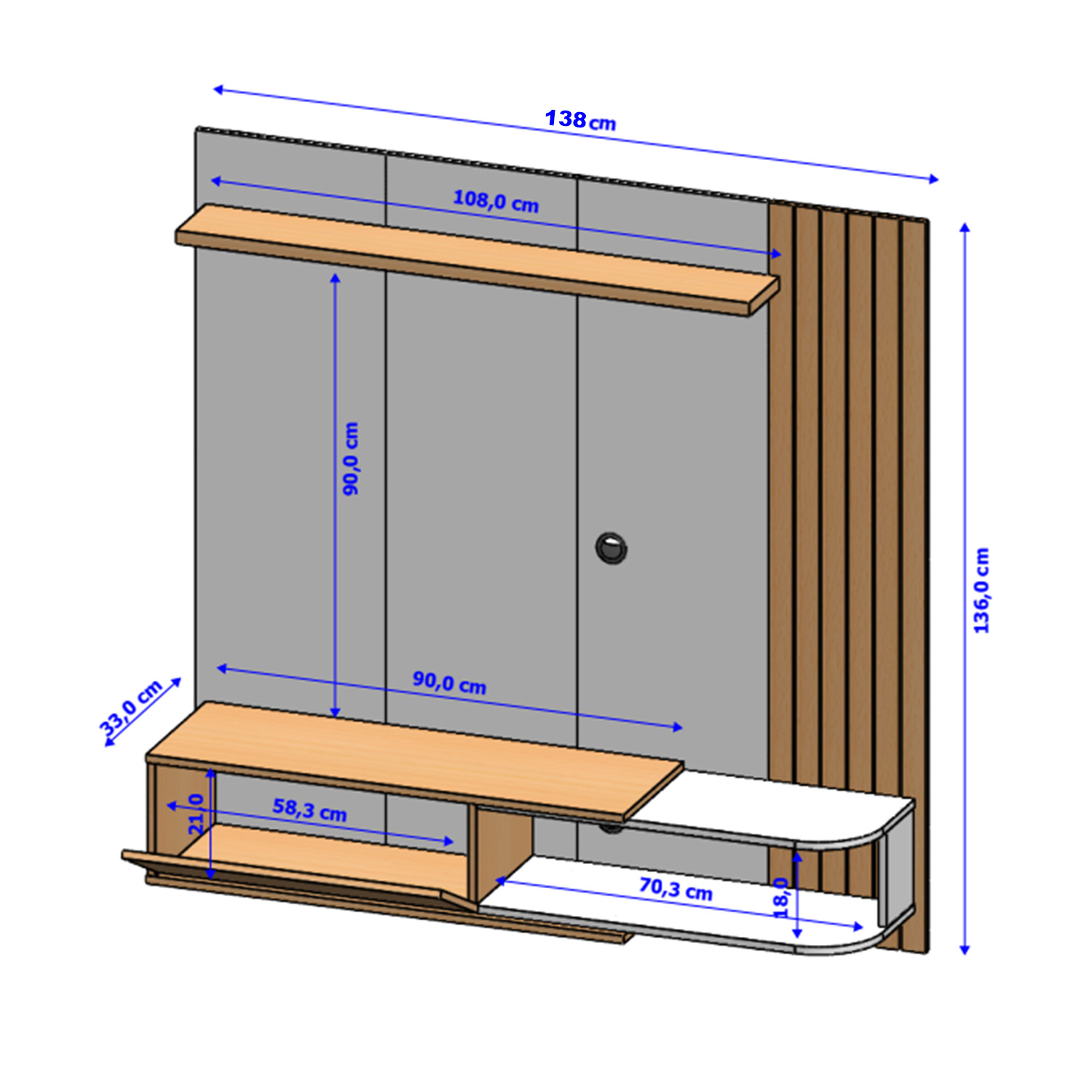 PANEL RACK TV 55' HOGA PARATY NATURAL BLANCO INVIERNO - 3