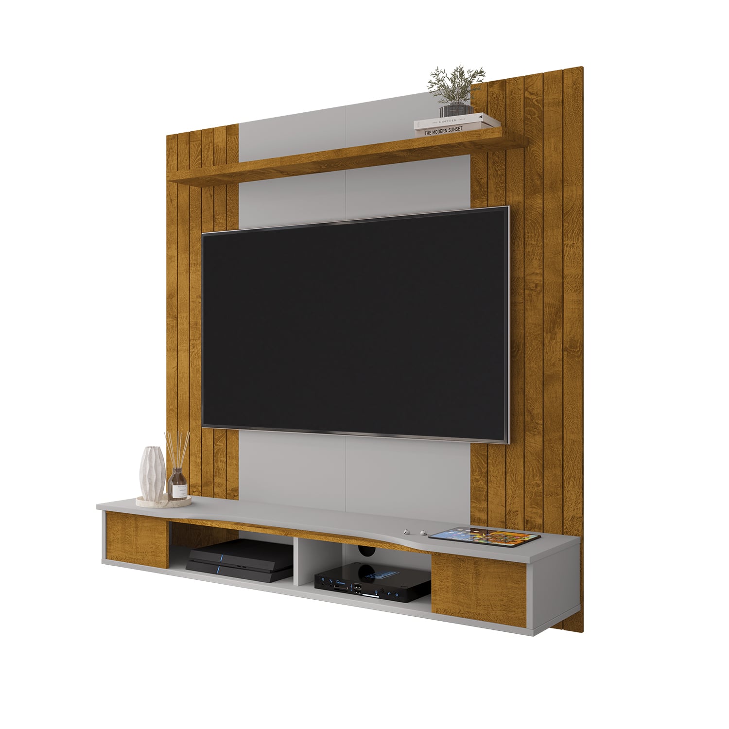 PANEL RACK TV 55' HOGA IPANEMA NATURAL BLANCO INVIERNO - 1