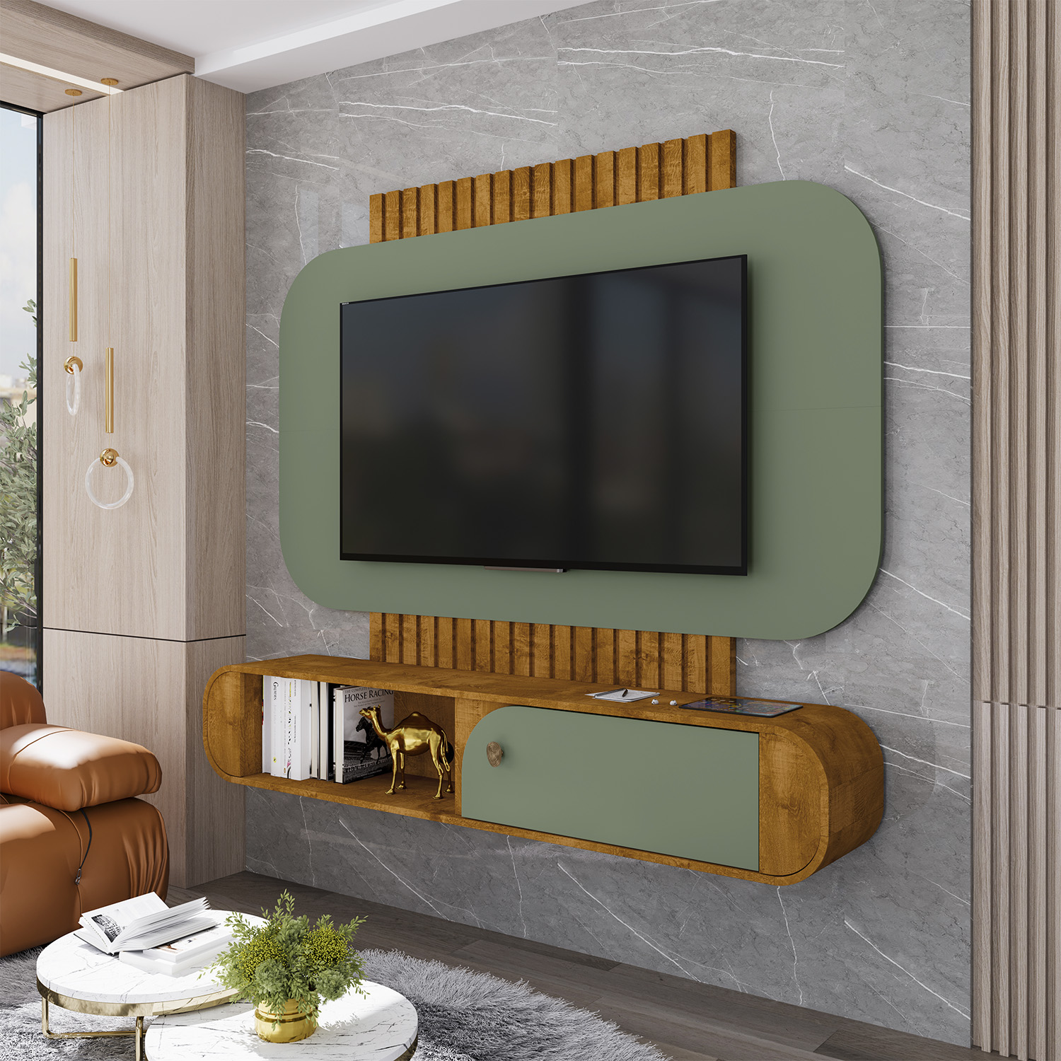 PANEL RACK TV 55' HOGA JURERE NATURAL PISTACHO - 2