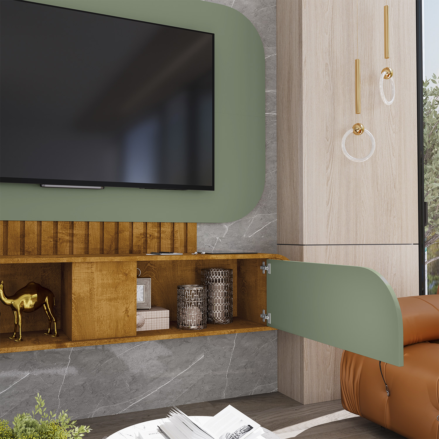 PANEL RACK TV 55' HOGA JURERE NATURAL PISTACHO - 5