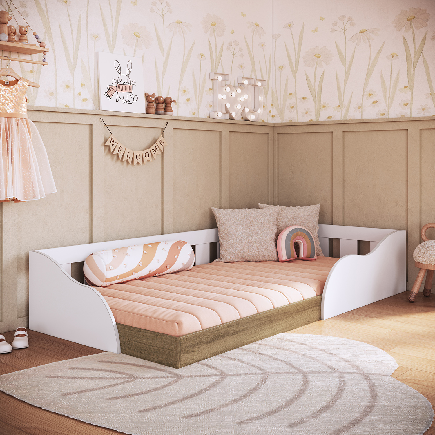 CAMA MONTESSORI 1 PZA HOGA MEMPHIS EN COLOR BLANCO - 2