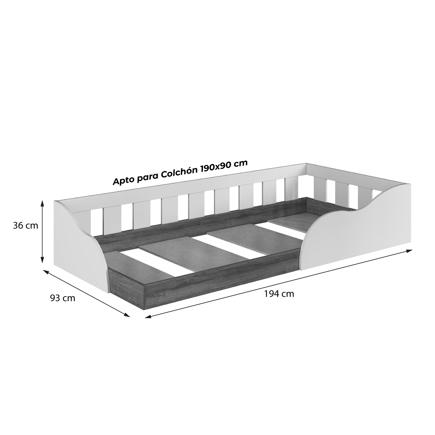 CAMA MONTESSORI 1 PZA HOGA MEMPHIS EN COLOR BLANCO - 3