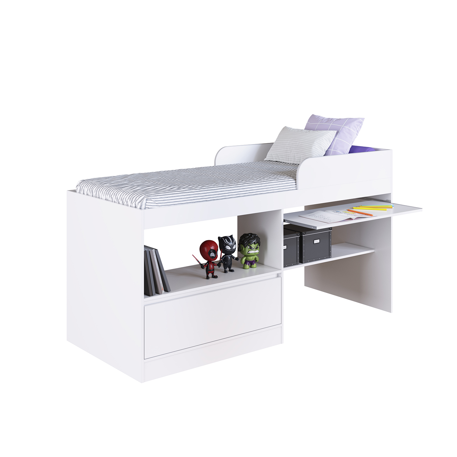 CAMA ALTA MULTIFUNCIONAL 1,5 PZA HOGA JACARTA EN COLOR BLANCO - 1