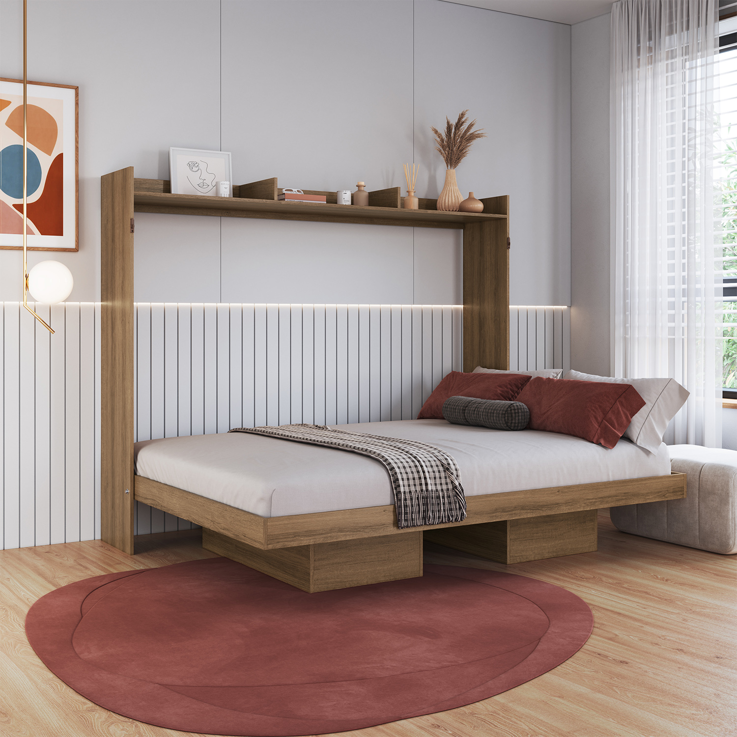 CAMA PLEGABLE HORIZONTAL 2 PZA HOGA HANOVER MIEL - 2