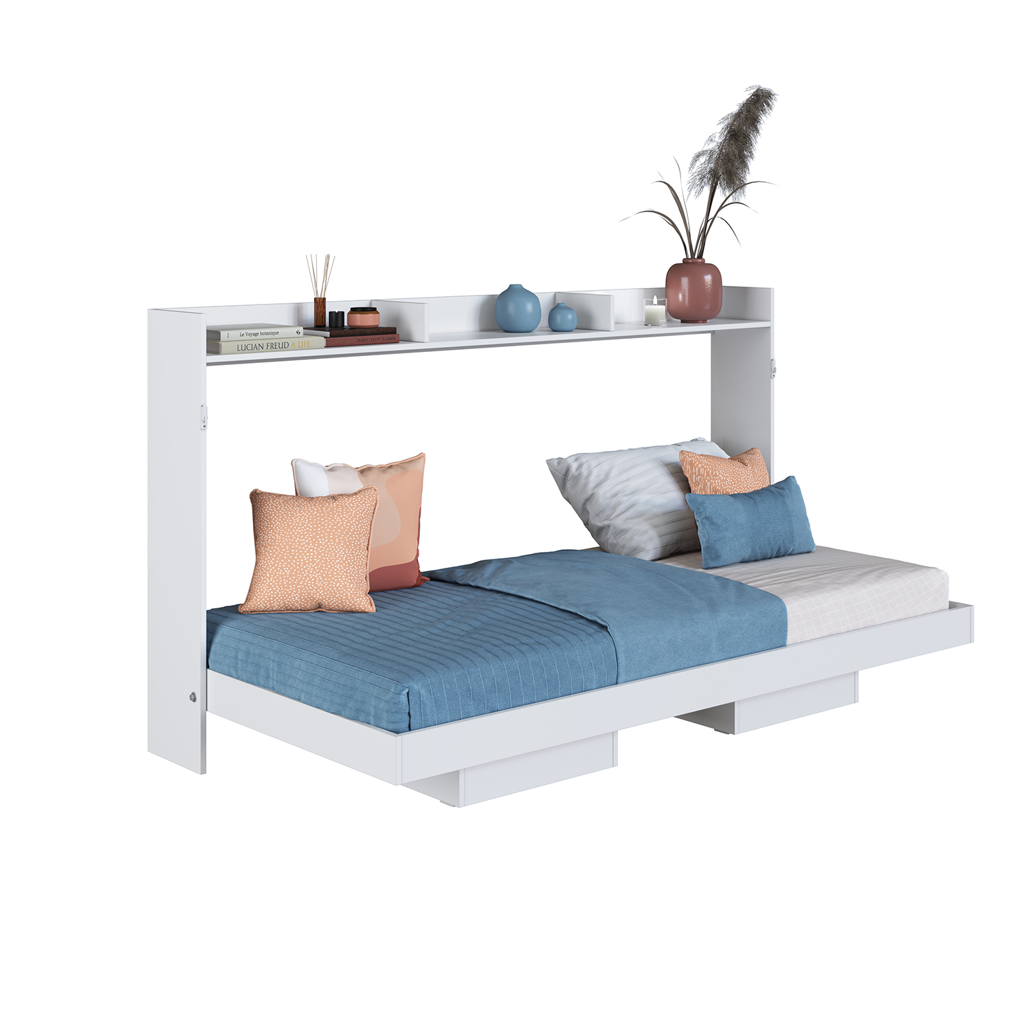 CAMA PLEGABLE HORIZONTAL 1 PZA HOGA HANOVER EN COLOR BLANCO - 1