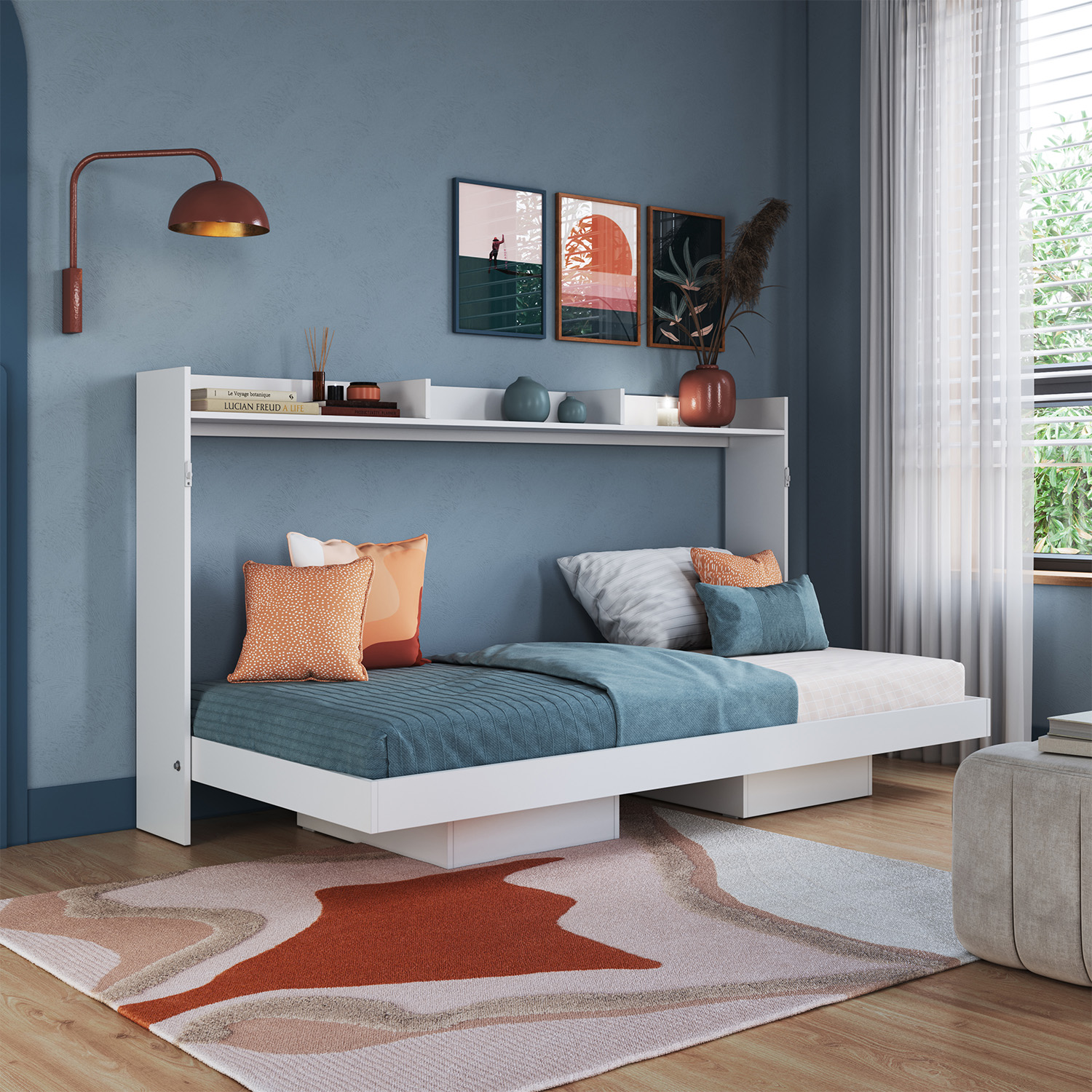 CAMA PLEGABLE HORIZONTAL 1 PZA HOGA HANOVER EN COLOR BLANCO - 2