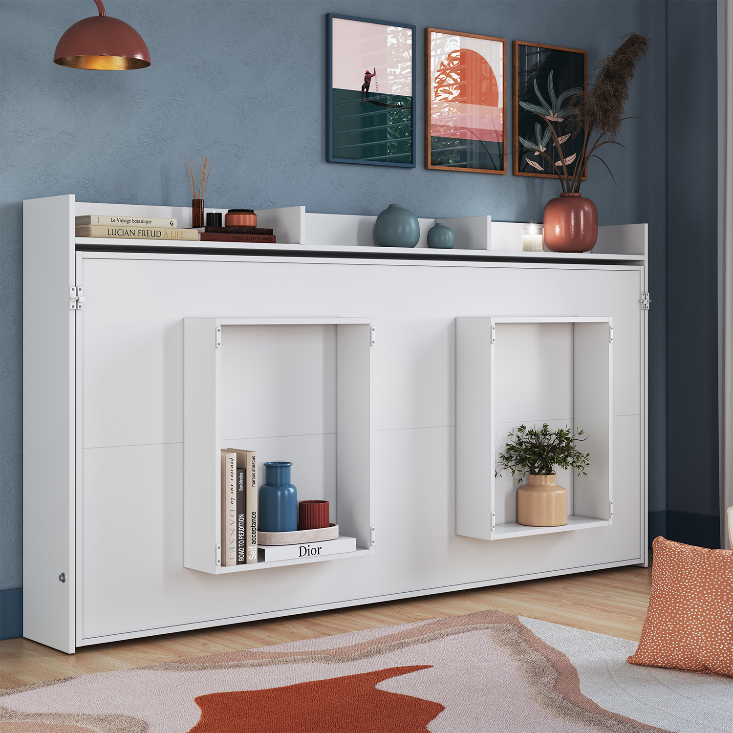 CAMA PLEGABLE HORIZONTAL 1 PZA HOGA HANOVER EN COLOR BLANCO - 4