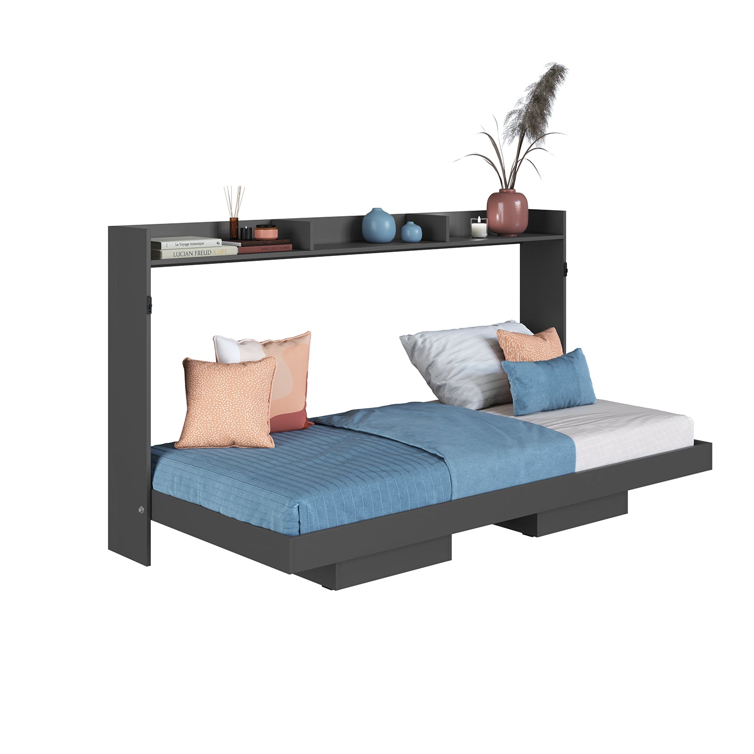 CAMA PLEGABLE HORIZONTAL 1 PZA HOGA HANOVER GRIS