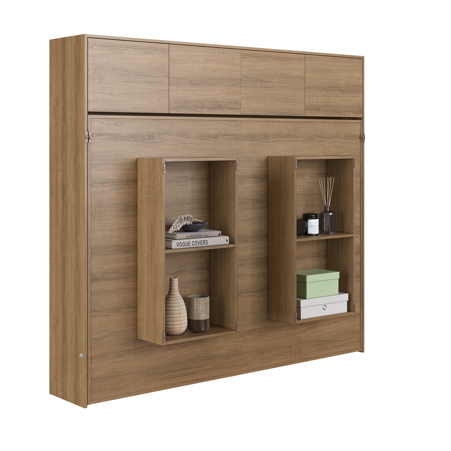 CAMA PLEGABLE HORIZONTAL 2 PZA CON ESTANTES 4 PUERTAS HOGA HANOVER MIEL - 5
