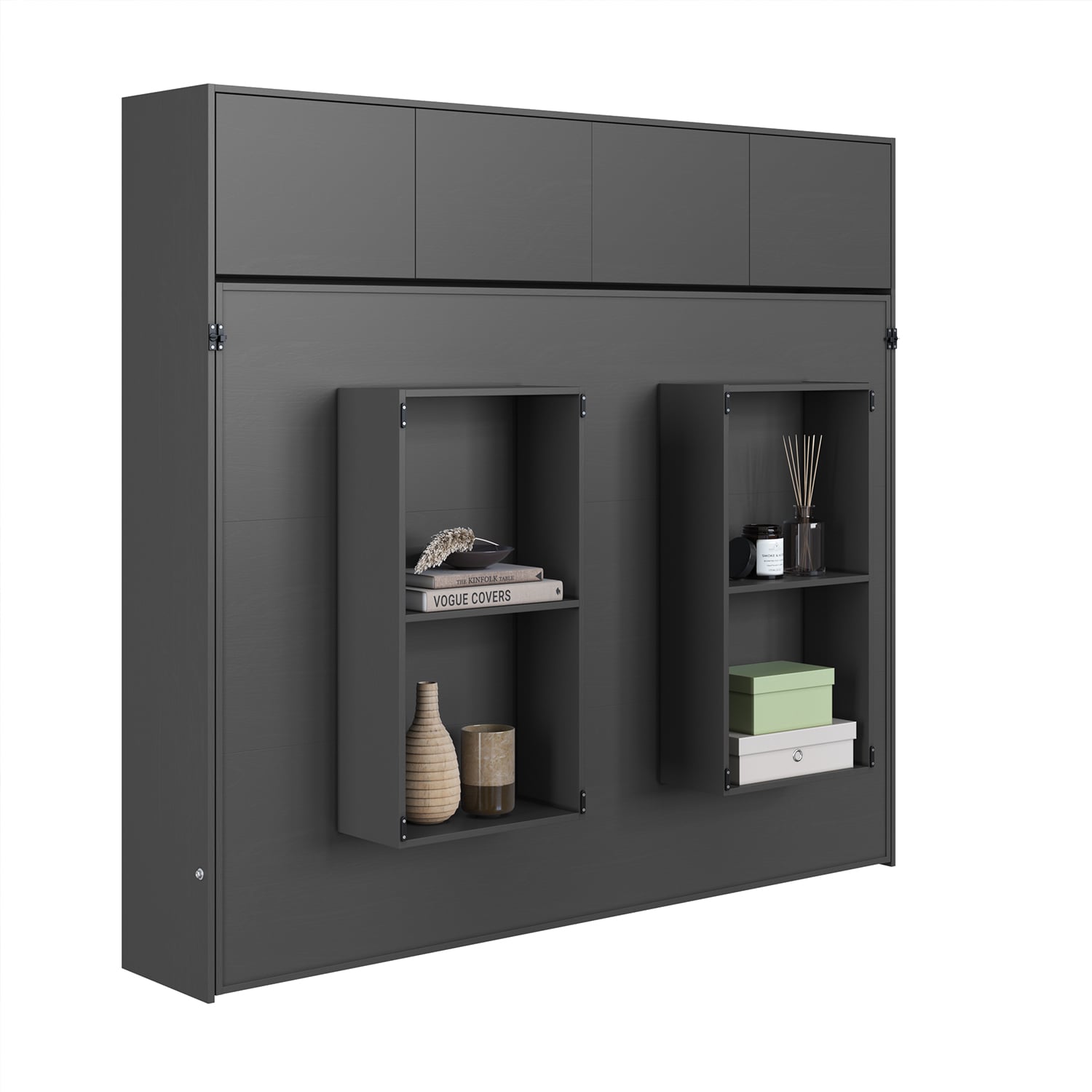 CAMA PLEGABLE HORIZONTAL 2 PZA CON ESTANTES 4 PUERTAS HOGA HANOVER GRIS - 5
