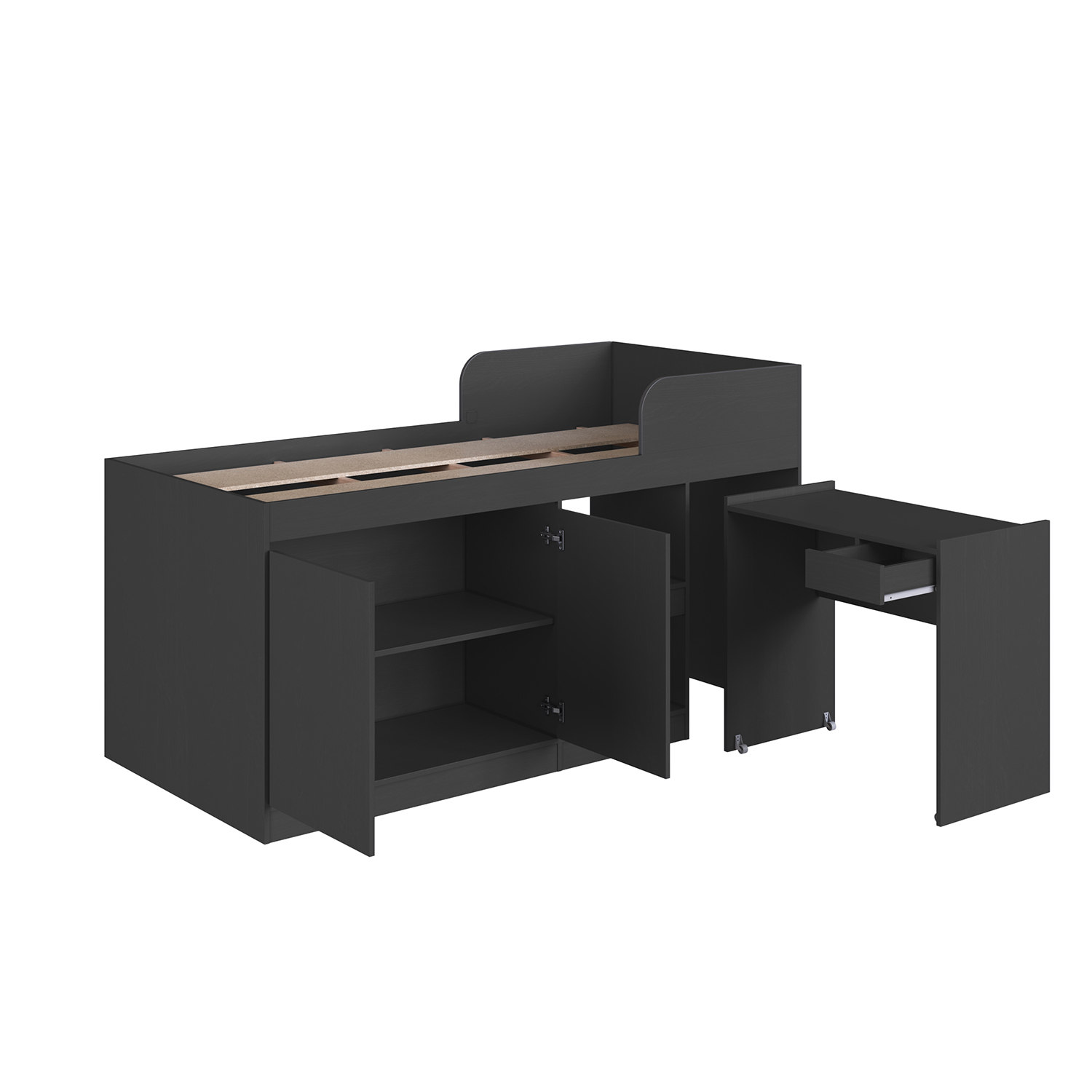 CAMA ALTA + ESCRITORIO 2 PUERTAS 1,5 PZA HOGA JAMAICA GRIS - 5