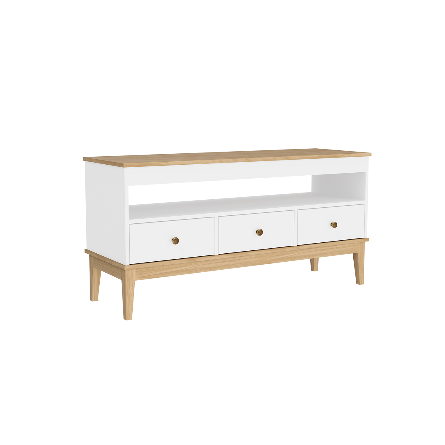 RACK TV 50' COLONIAL MIEL EN COLOR BLANCO - 2