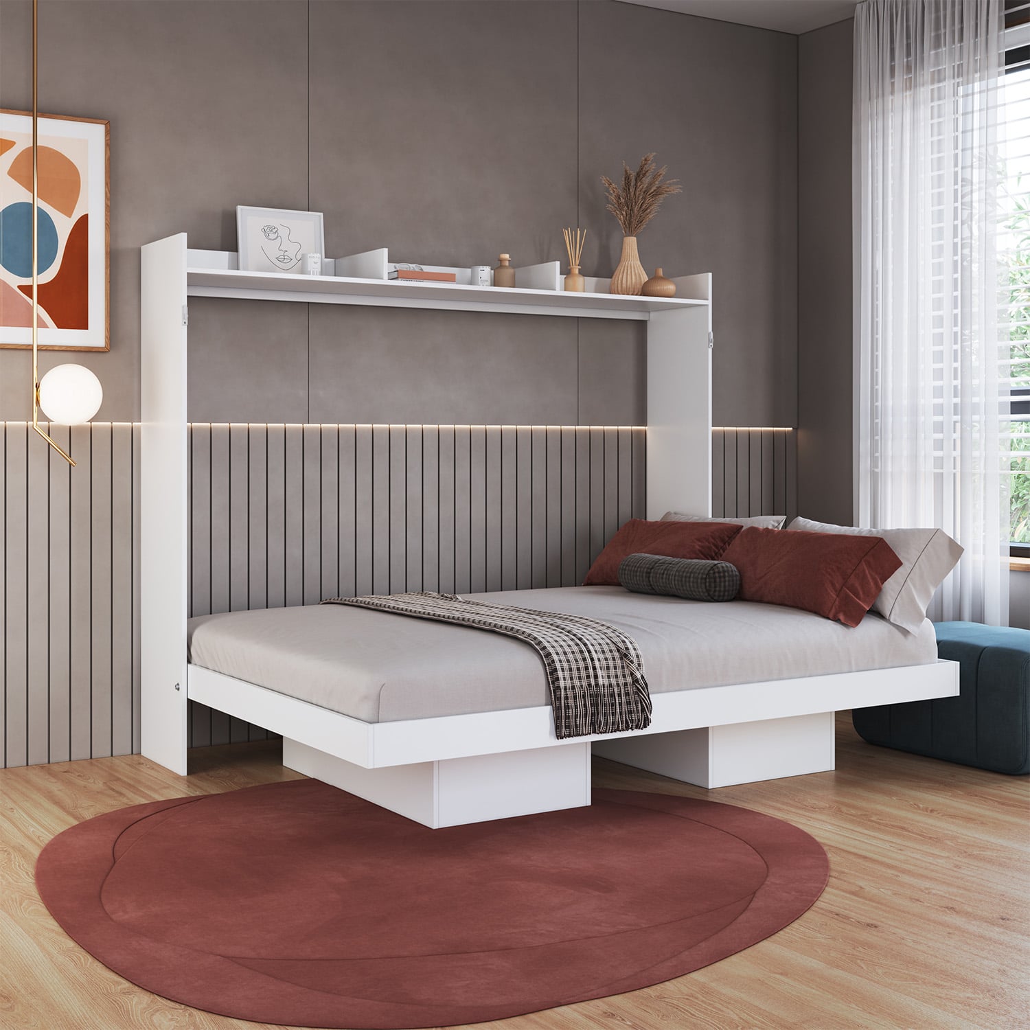 CAMA PLEGABLE HORIZONTAL 2 PZA HOGA HANOVER EN COLOR BLANCO - 2