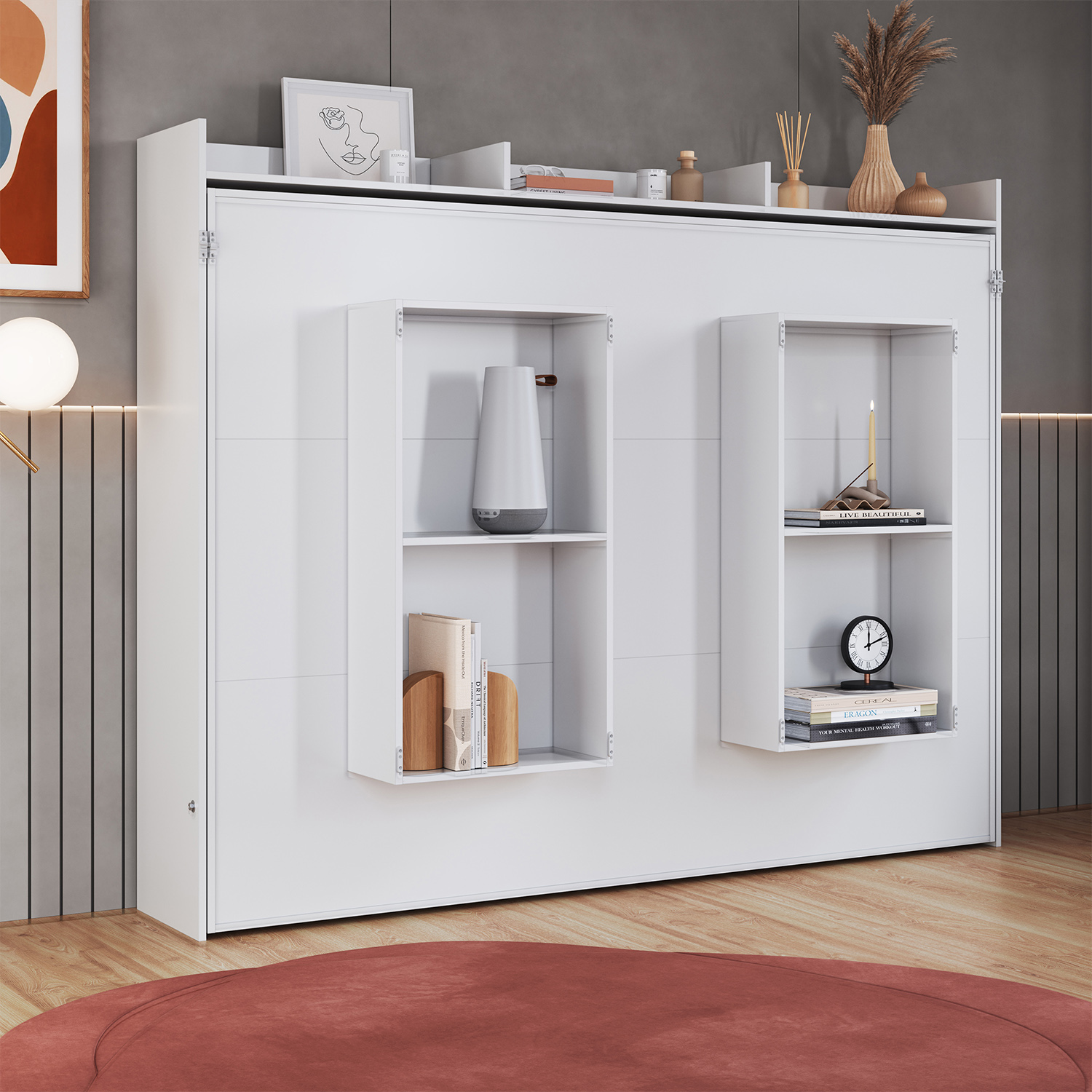 CAMA PLEGABLE HORIZONTAL 2 PZA HOGA HANOVER EN COLOR BLANCO - 4