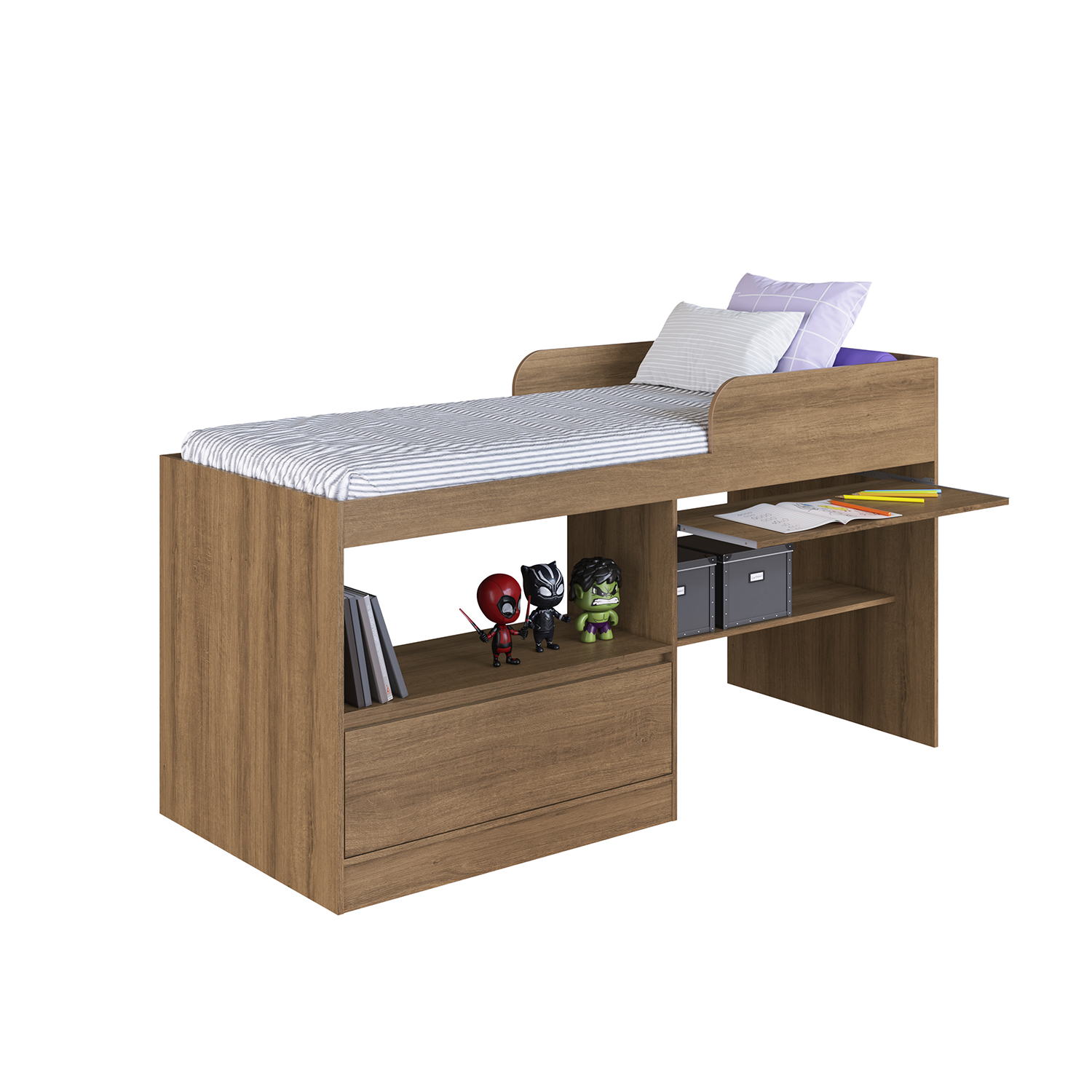 CAMA ALTA MULTIFUNCIONAL 1,5 PZA HOGA JACARTA MIEL - 1
