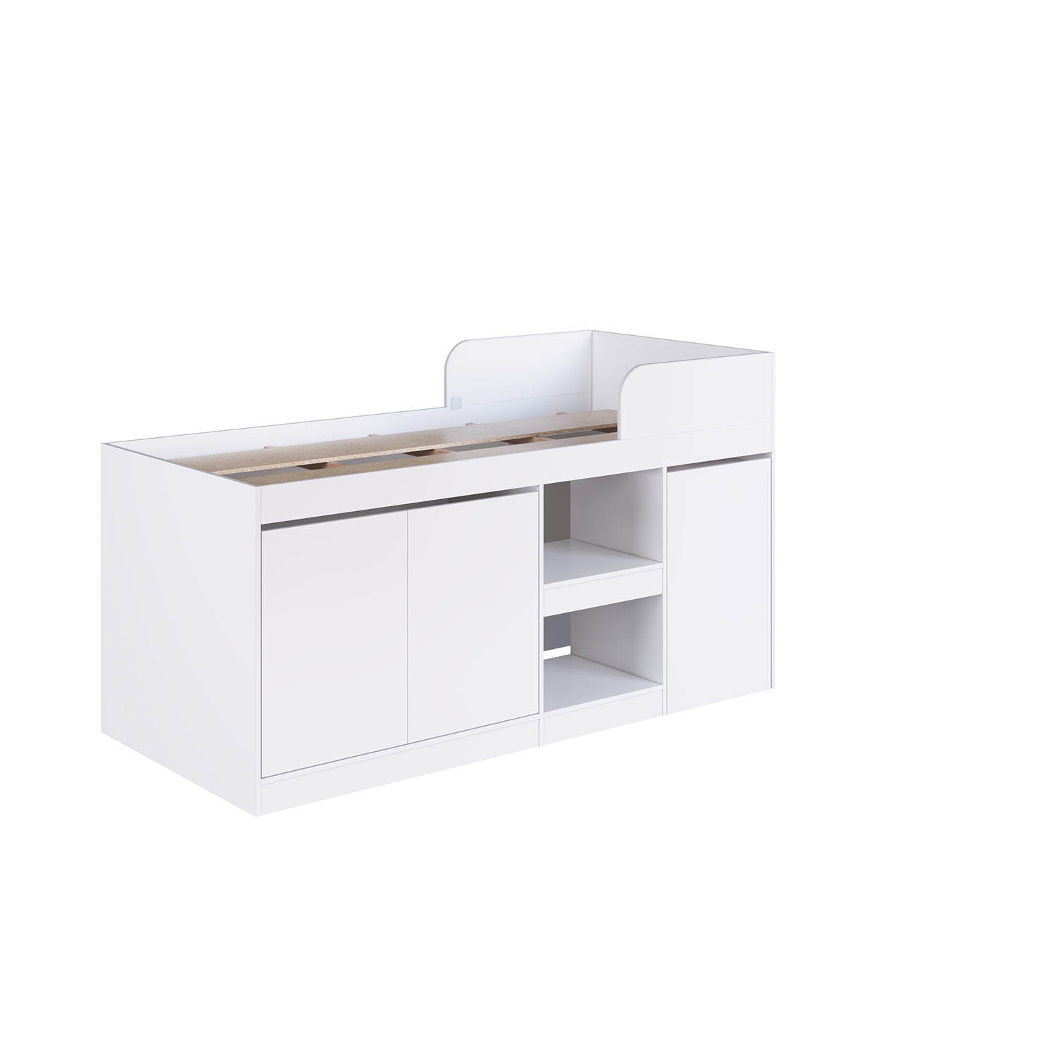 CAMA ALTA + ESCRITORIO 2 PUERTAS 1 PZA HOGA JAMAICA EN COLOR BLANCO - 4