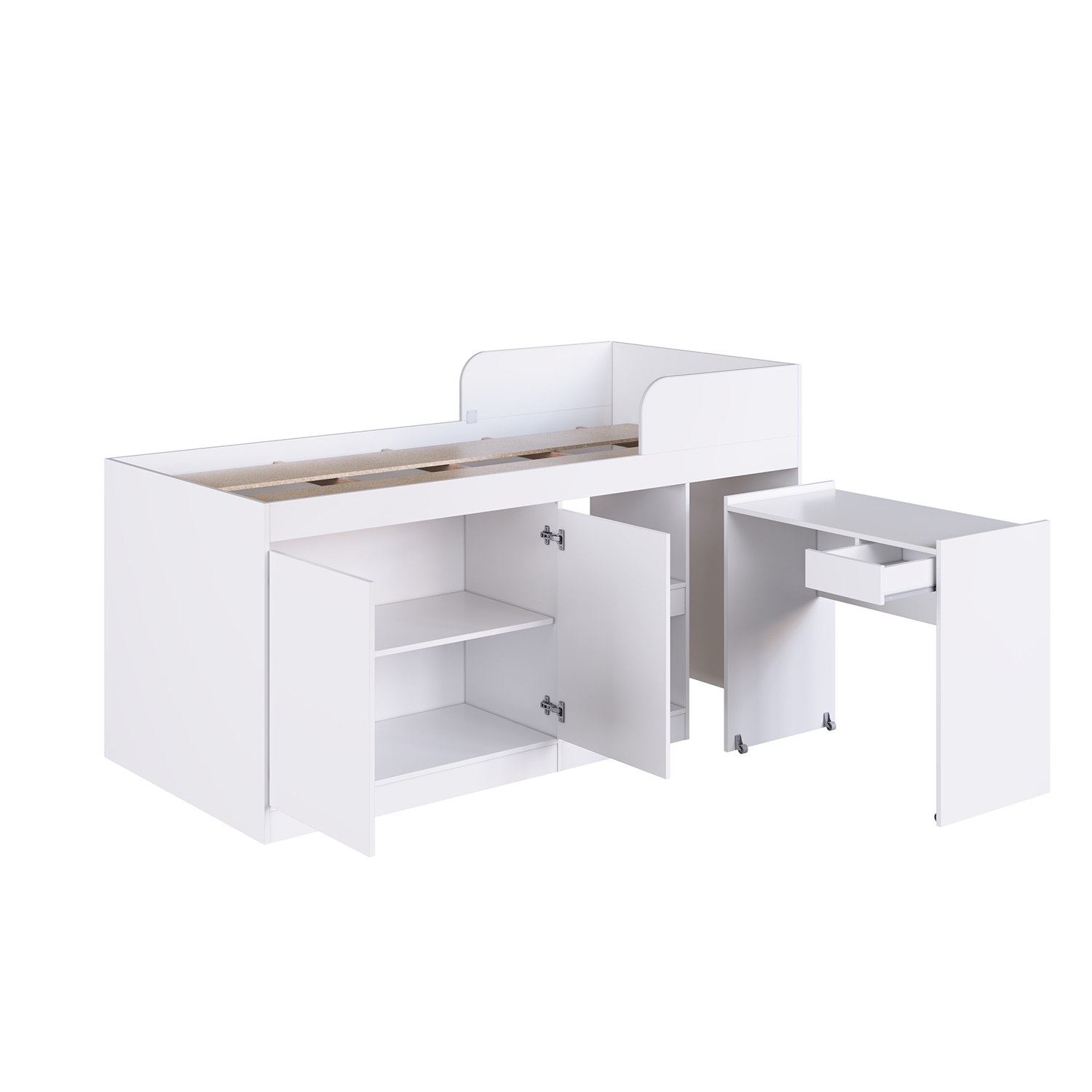 CAMA ALTA + ESCRITORIO 2 PUERTAS 1 PZA HOGA JAMAICA EN COLOR BLANCO - 5