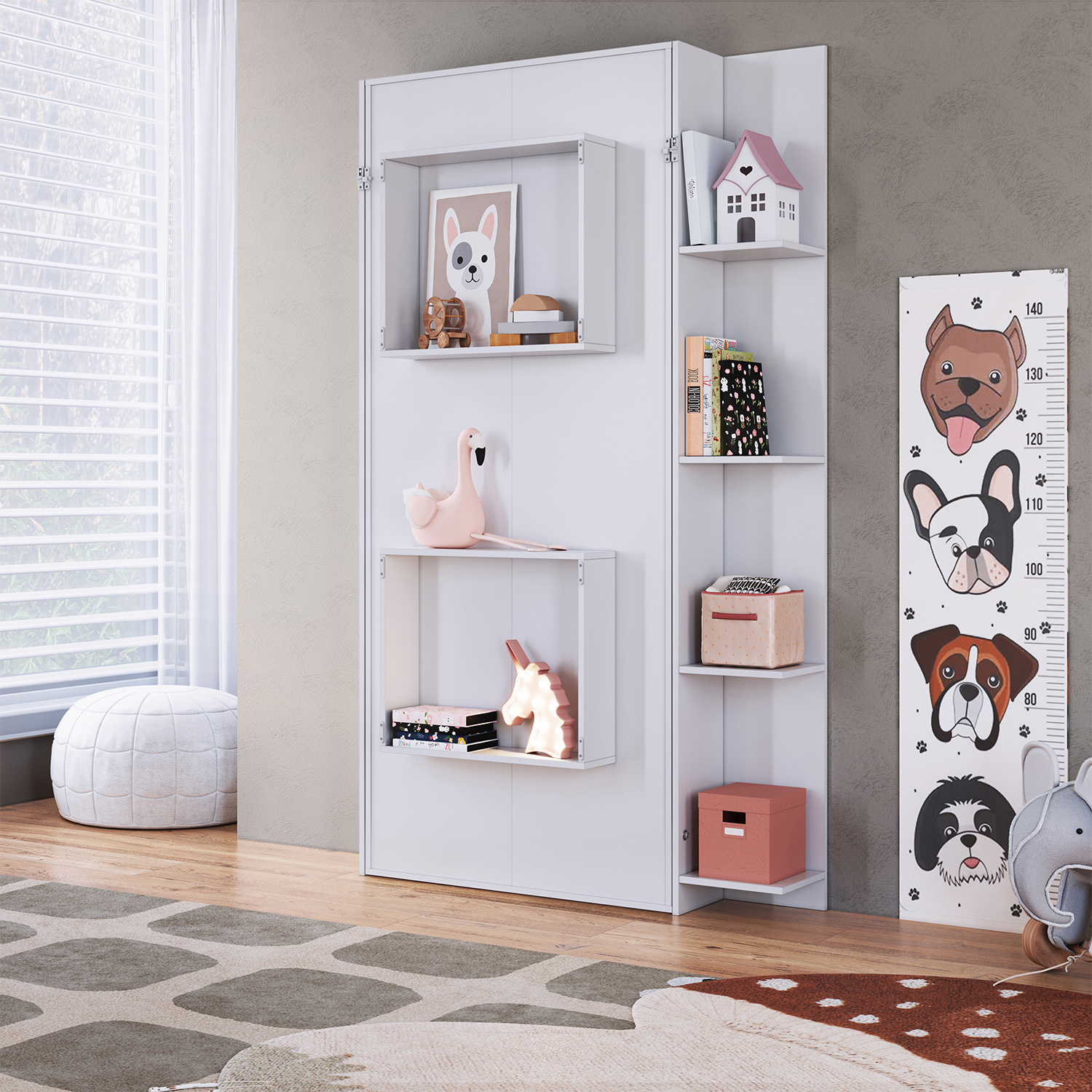 CAMA PLEGABLE VERTICAL CON ESTANTE 1 PZA HOGA VANCOUVER BLANCO - 2