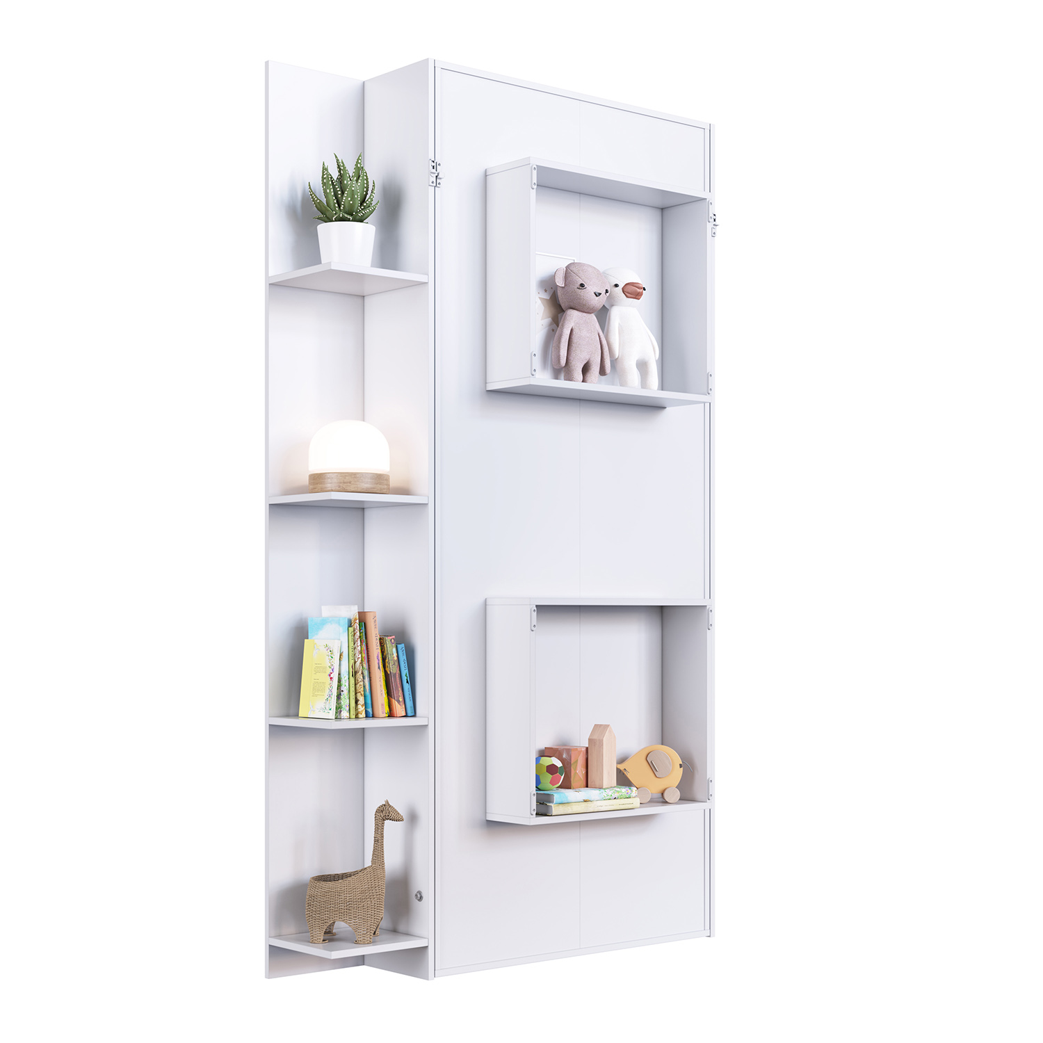 CAMA PLEGABLE VERTICAL CON ESTANTE 1 PZA HOGA VANCOUVER BLANCO - 5