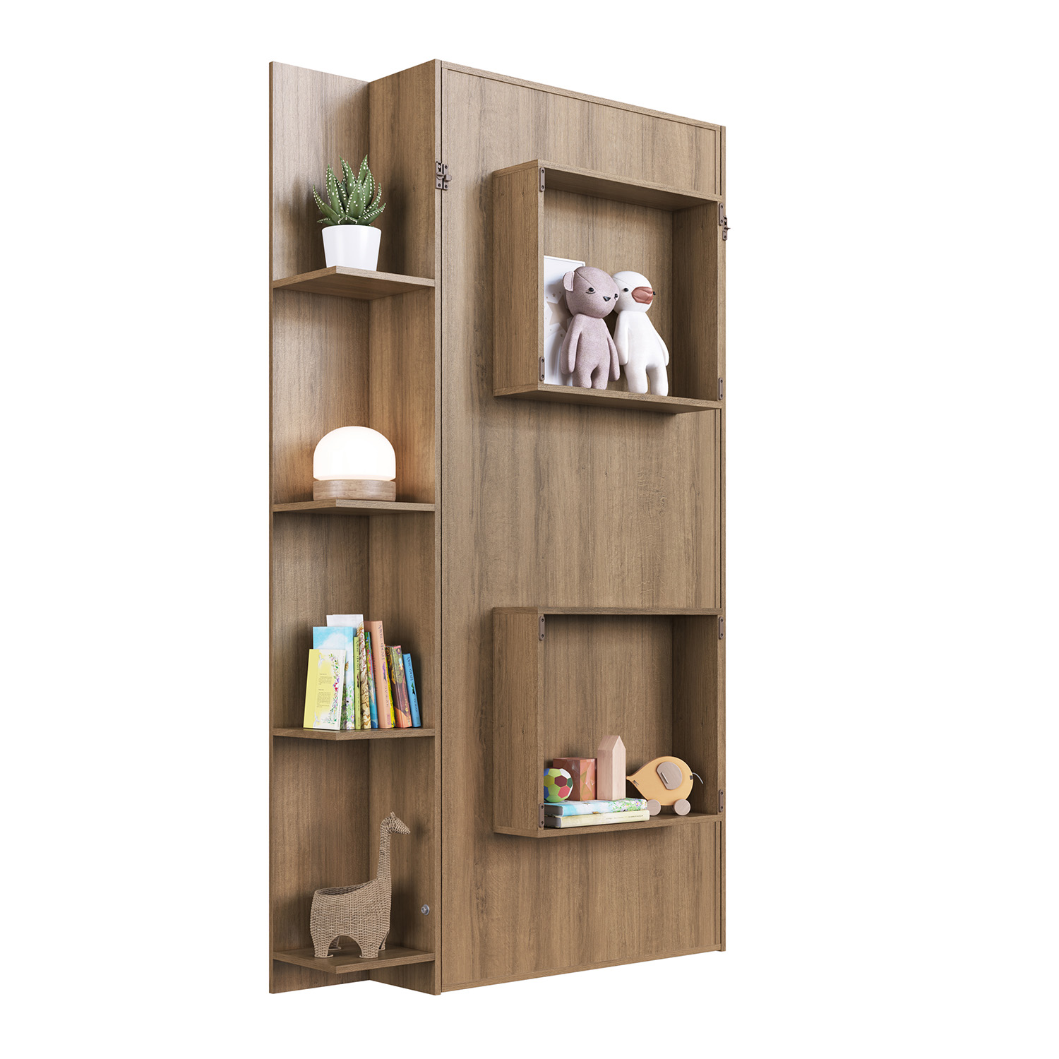 CAMA PLEGABLE VERTICAL CON ESTANTE 1 PZA HOGA VANCOUVER MIEL - 5