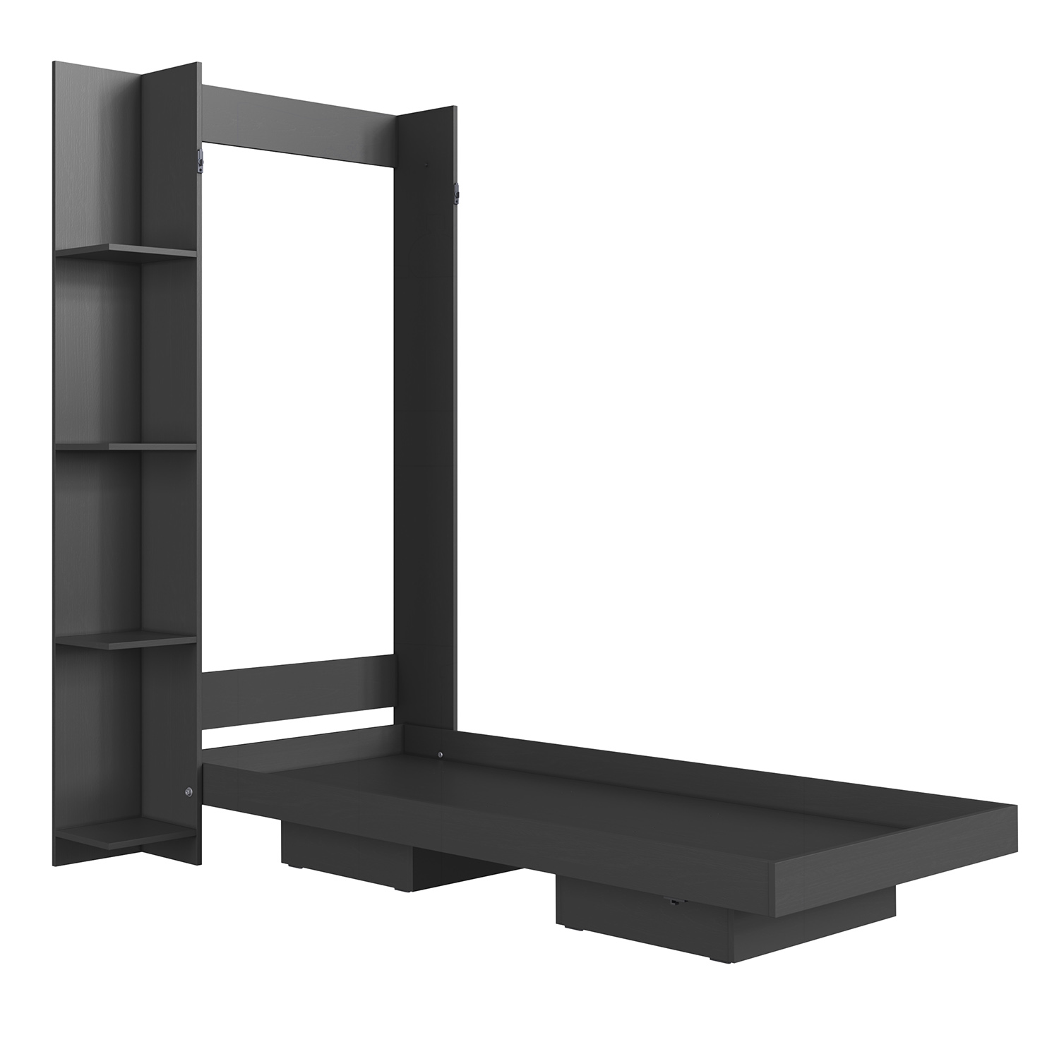 CAMA PLEGABLE VERTICAL CON ESTANTE 1 PZA HOGA VANCOUVER GRIS - 4