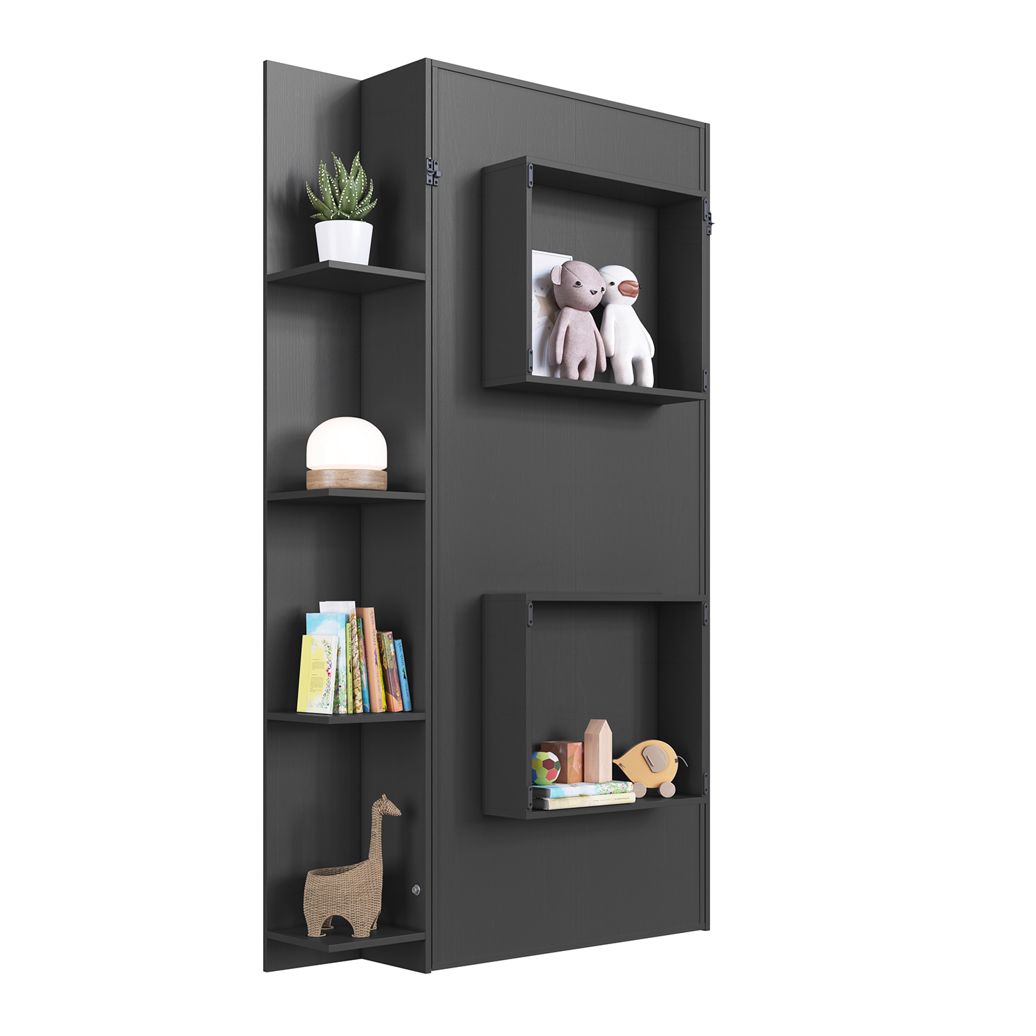 CAMA PLEGABLE VERTICAL CON ESTANTE 1 PZA HOGA VANCOUVER GRIS - 5