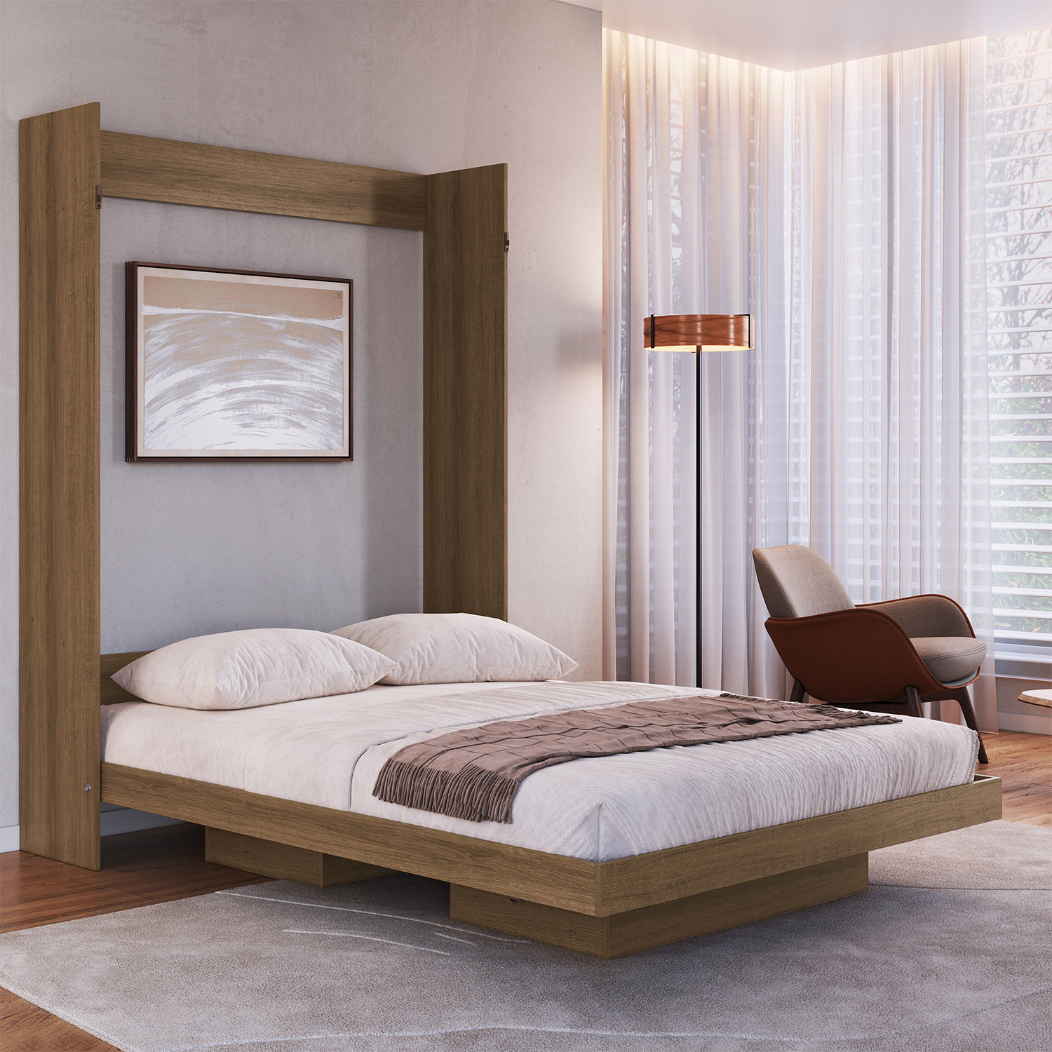 CAMA PLEGABLE VERTICAL 2 PZAS HOGA VANCOUVER MIEL - 1